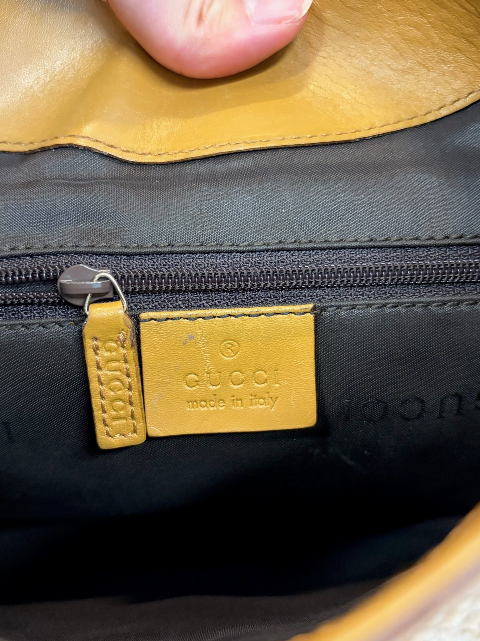 Gucci GG Shoulder Bag Light Brown Leather Trim GHW