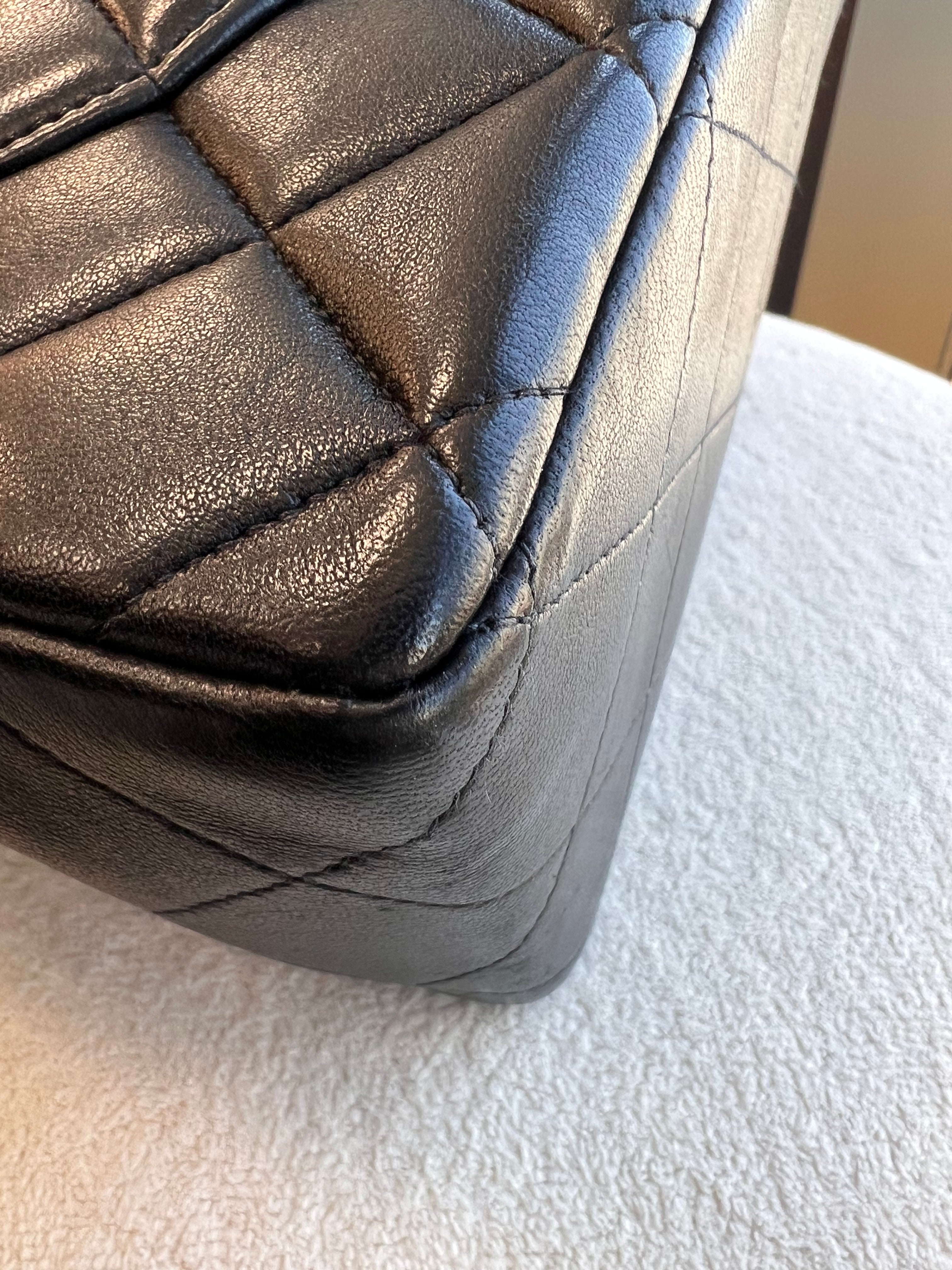 CHANEL VINTAGE JUMBO MATELASSE 30 CHAIN SHOULDER BAG BLACK LAMB SKIN 90304702