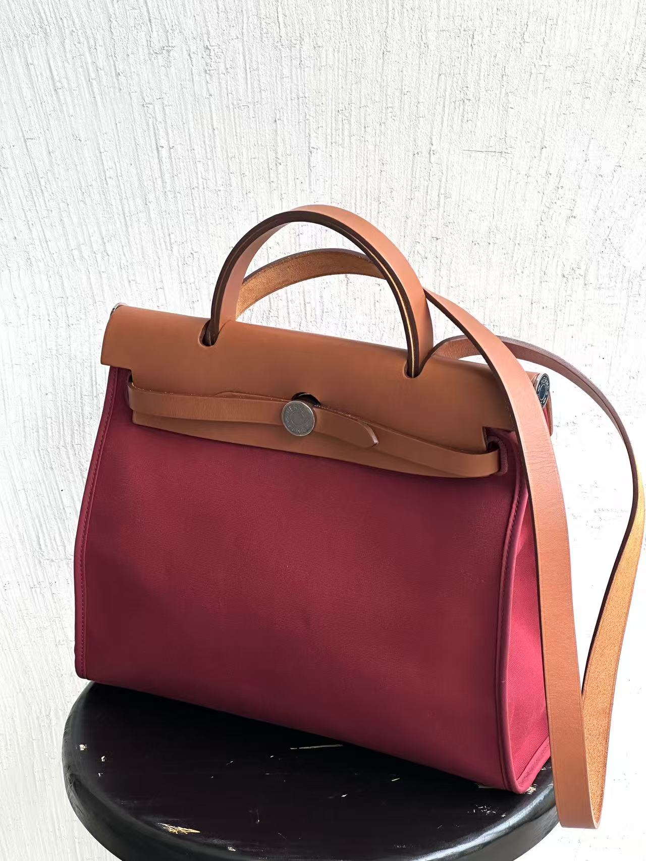 Hermès Herbag 31 Two-Tone Convertible Bag - Burgundy & Tan