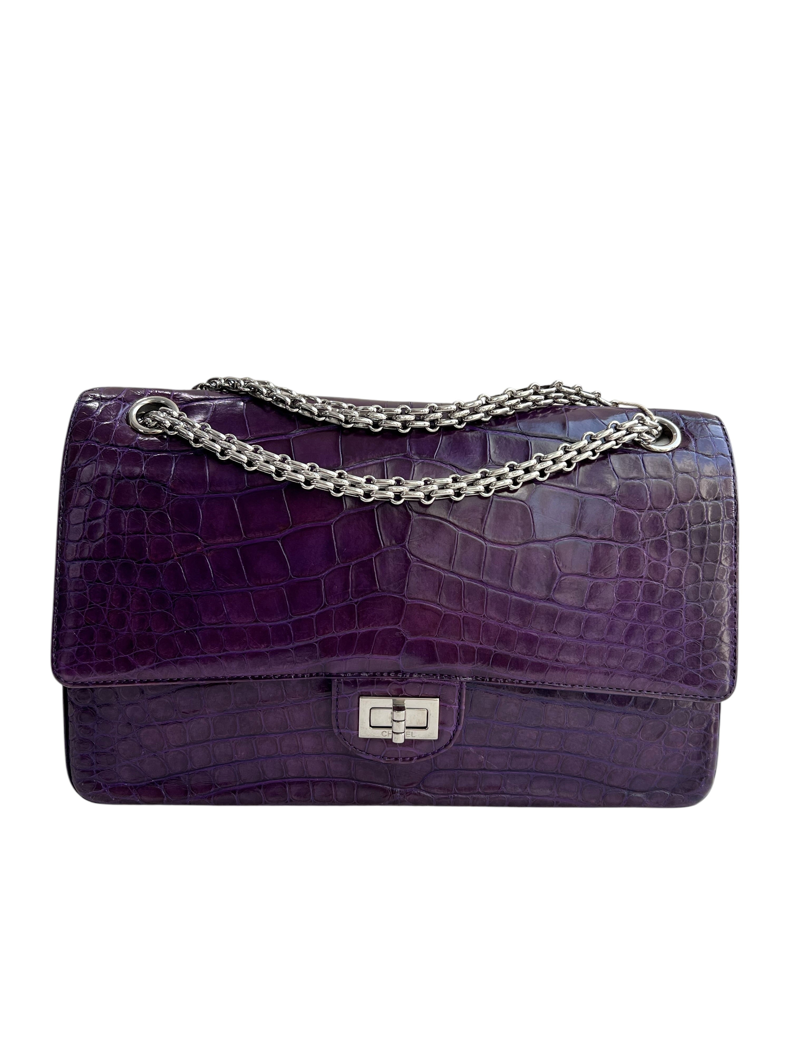 Chanel Reissue Large 228 Purple Alligator Flap SHW SYCYF1804