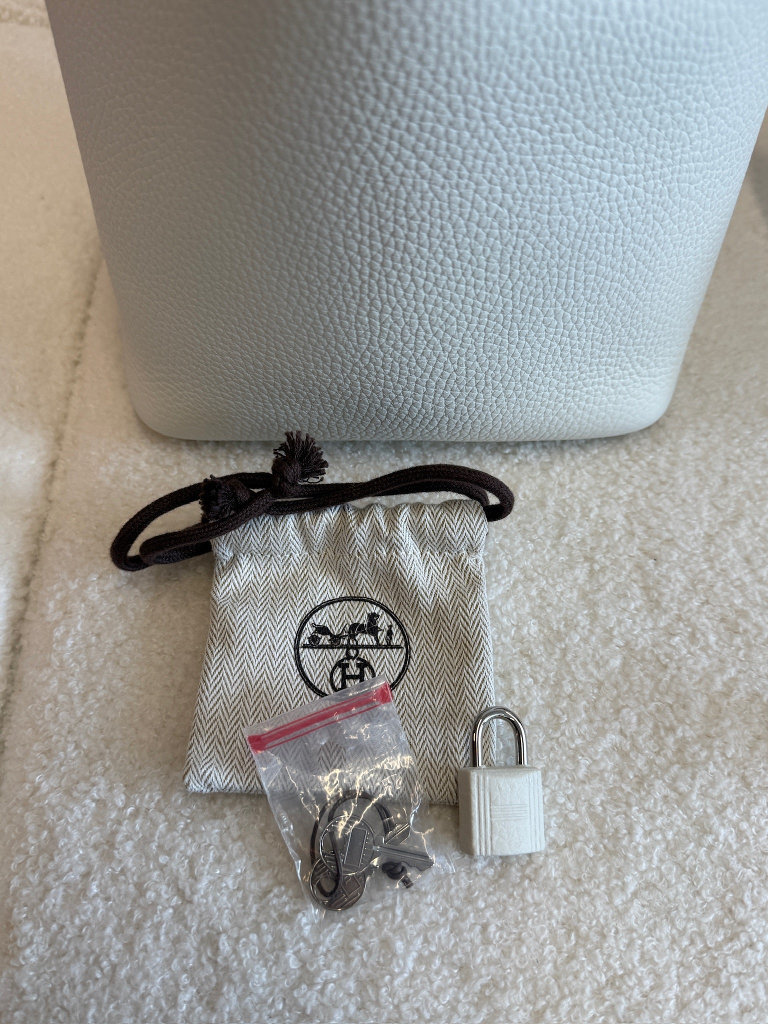 Hermès Picotin Lock 18 | White Clemence Leather & Palladium Hardware | Stamp K