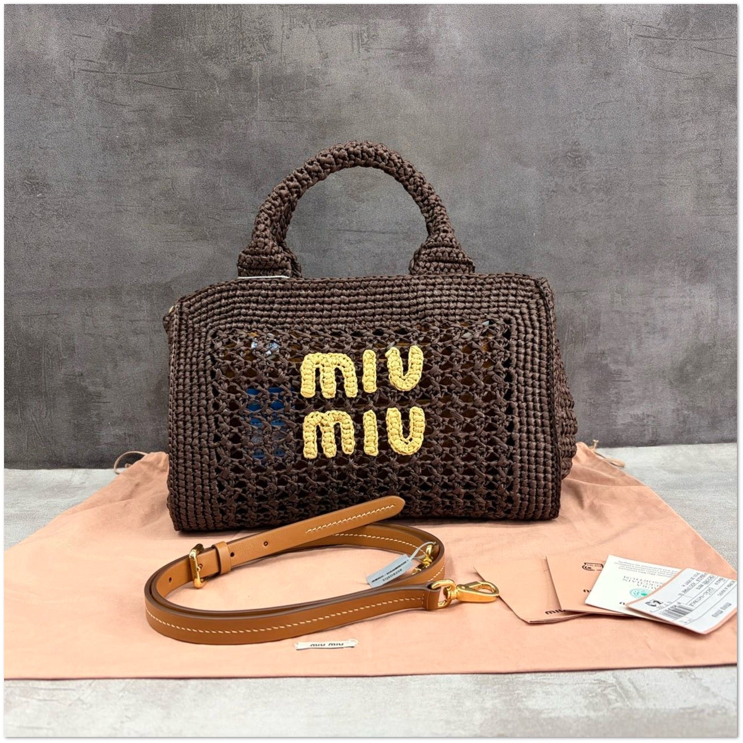 Miu Miu Raffia Woven Tote Bag C19497453790
