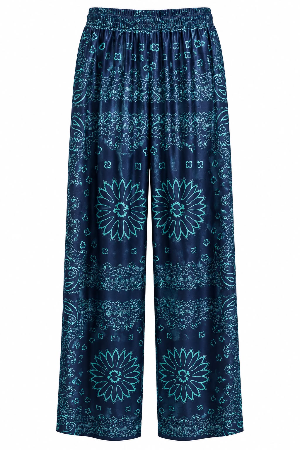 TROUSER MARLENA SILK VELVET BANDANA EMERALD BLUE MCL13536