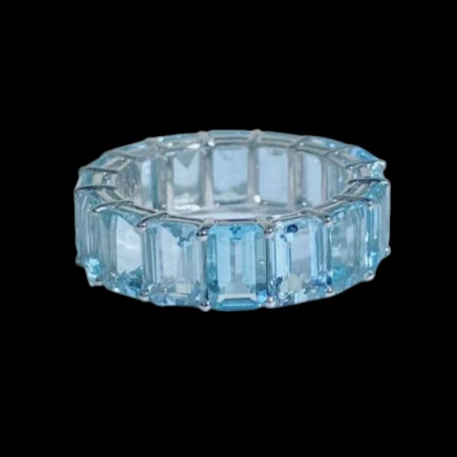 8.00ct Aquamarine Emerald Cut Eternity Ring set in Platinum