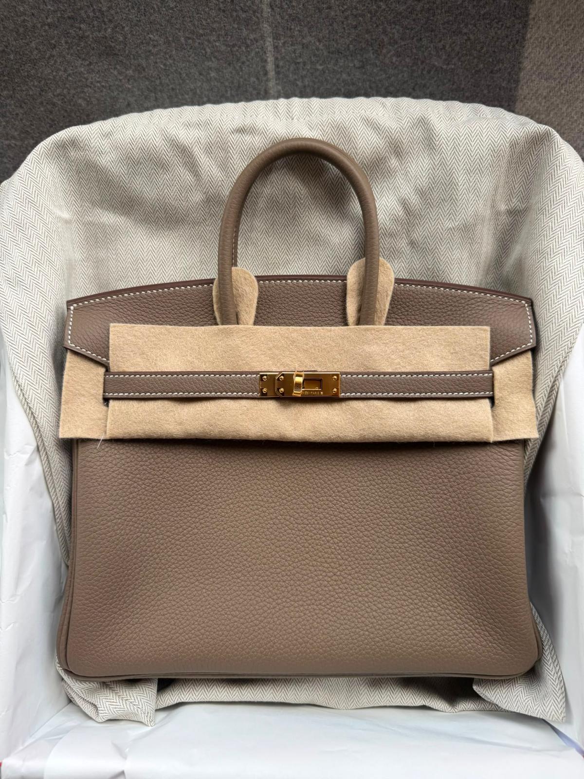 Hermes Birkin 25 Etoupe GHW Togo Leather Bag ALTC0802
