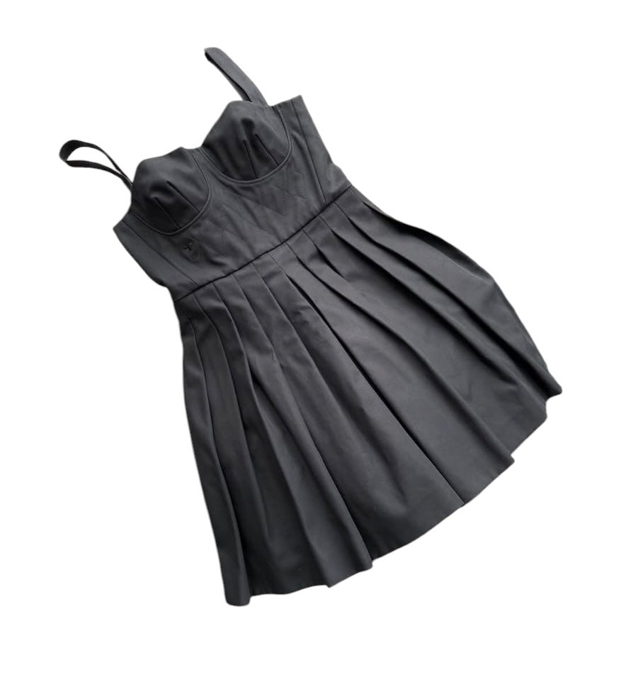 Dior Pleated Bustier Bee Dress Black Sz 40 SYCYA130