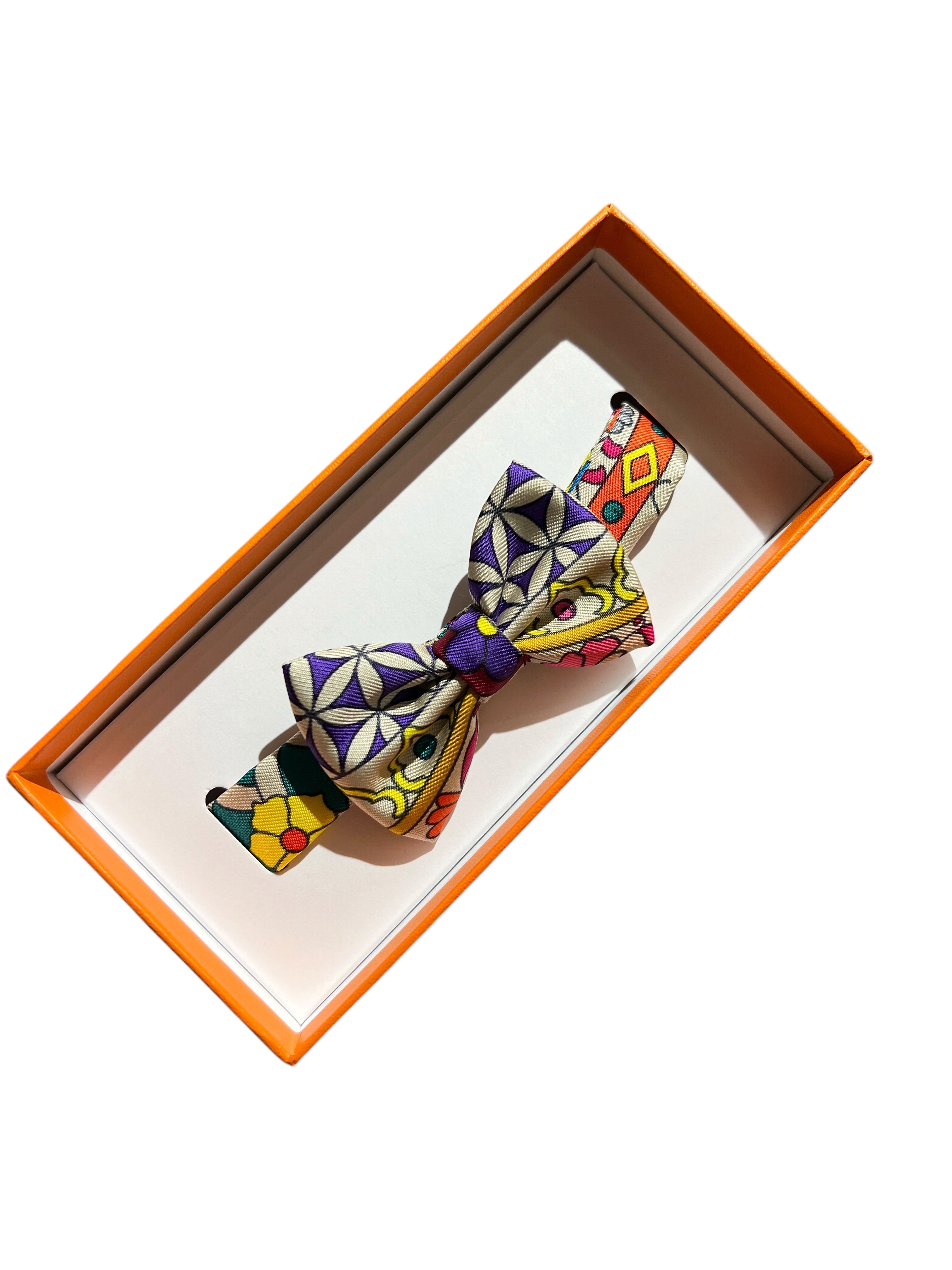 HERMES PURPLE+MULTI SILK BOW TIE 2000000151656