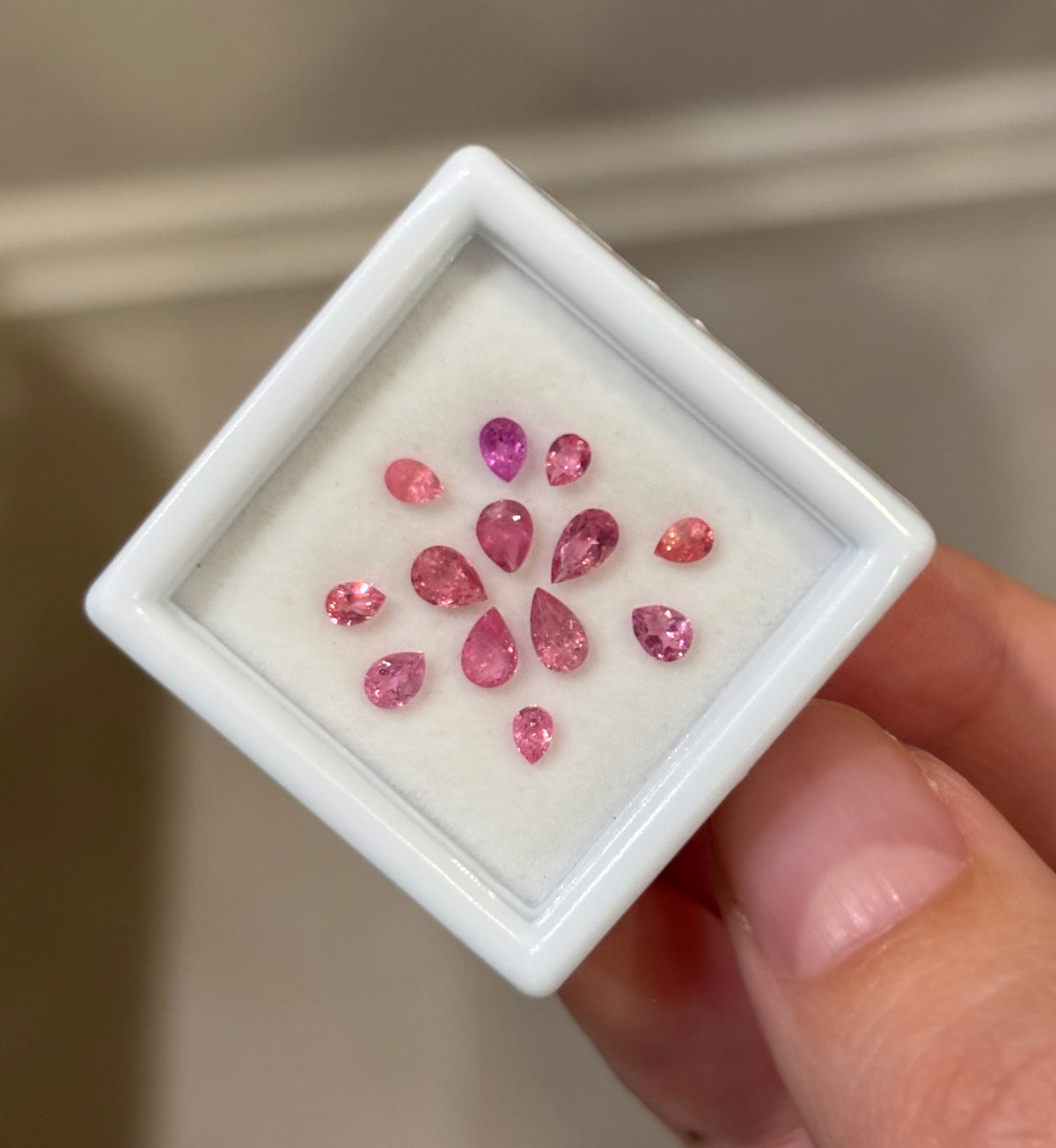1.35ct Mahenge Vivid Pink Spinel Pear Set THAIC0715