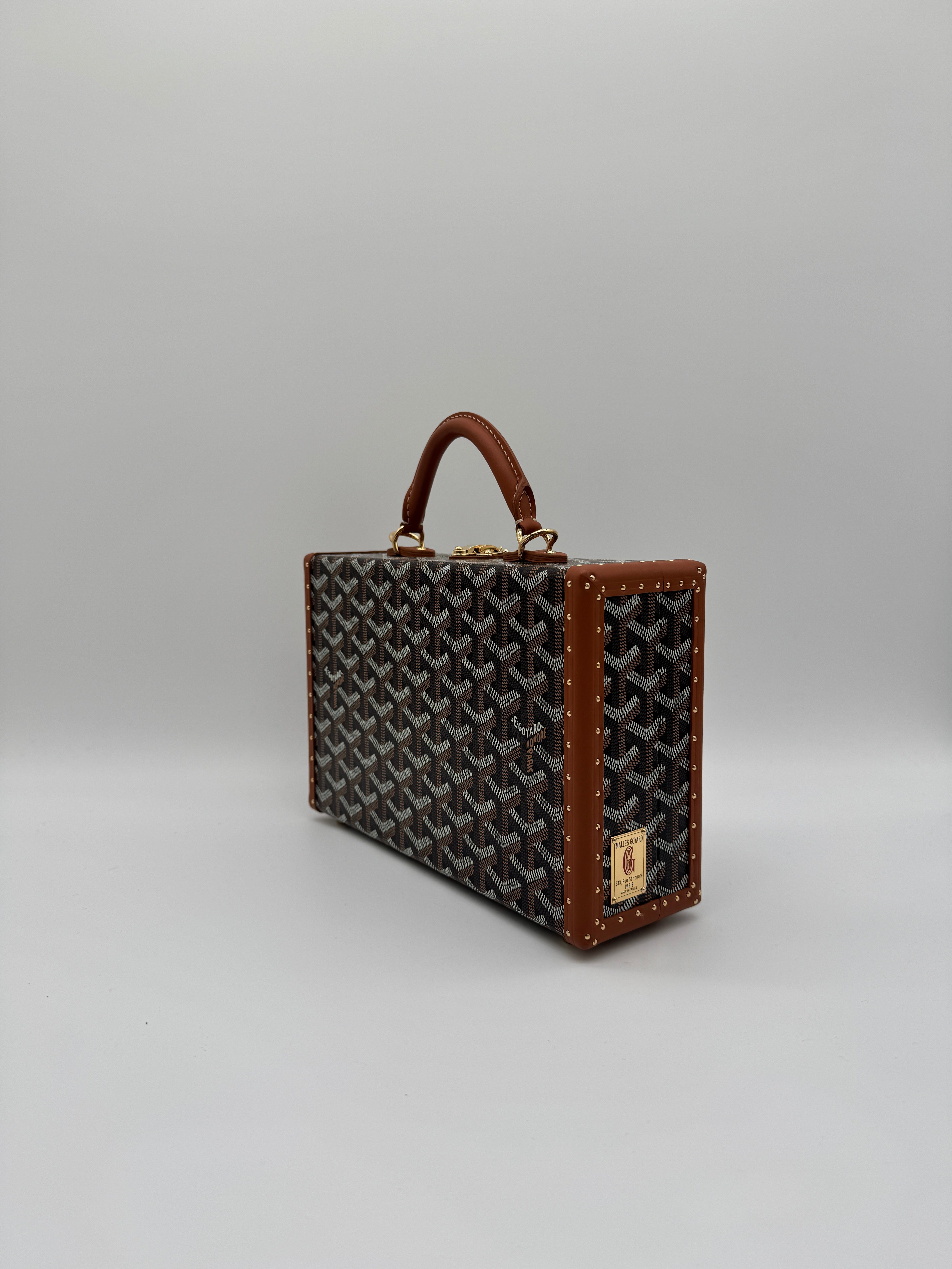 Goyard Grand Hôtel Trunk Bag Black & Tan Gold Hardware