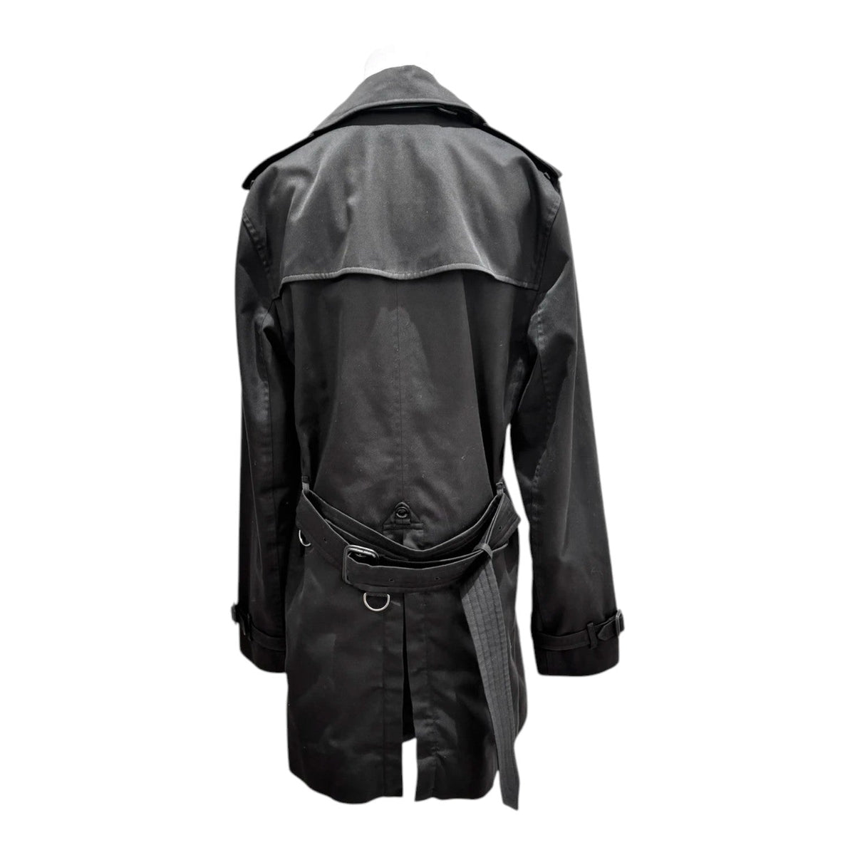 Burberry Black Mid Length Cotton Trench Coat - Size 48