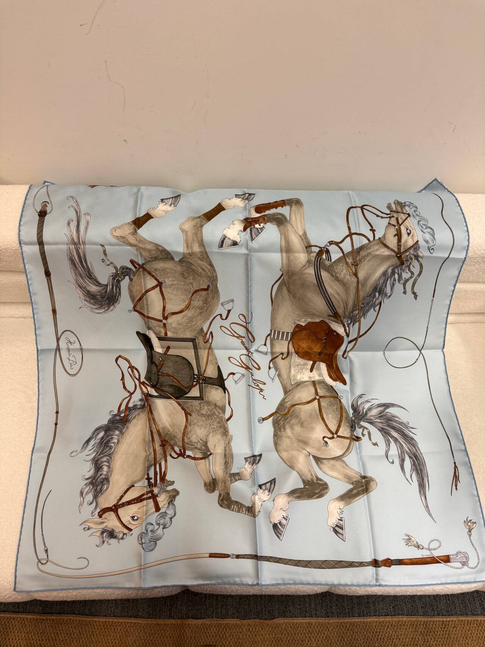 Hermès Silk Scarf 90cm - Equestrian Sky Blue