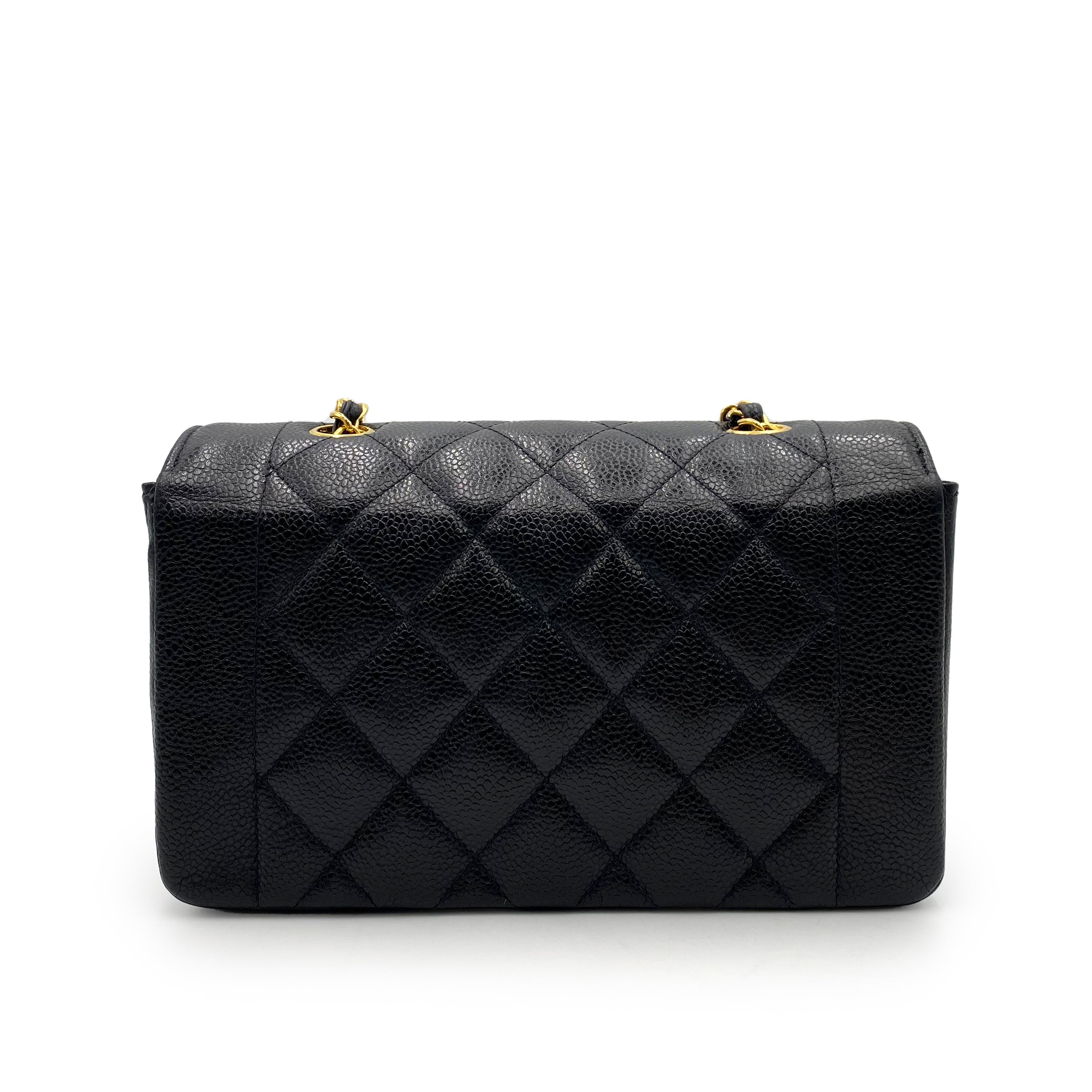 CHANEL VINTAGE DIANA SMALL CHAIN SHOULDER BAG BLACK CAVIAR SKIN 90181759