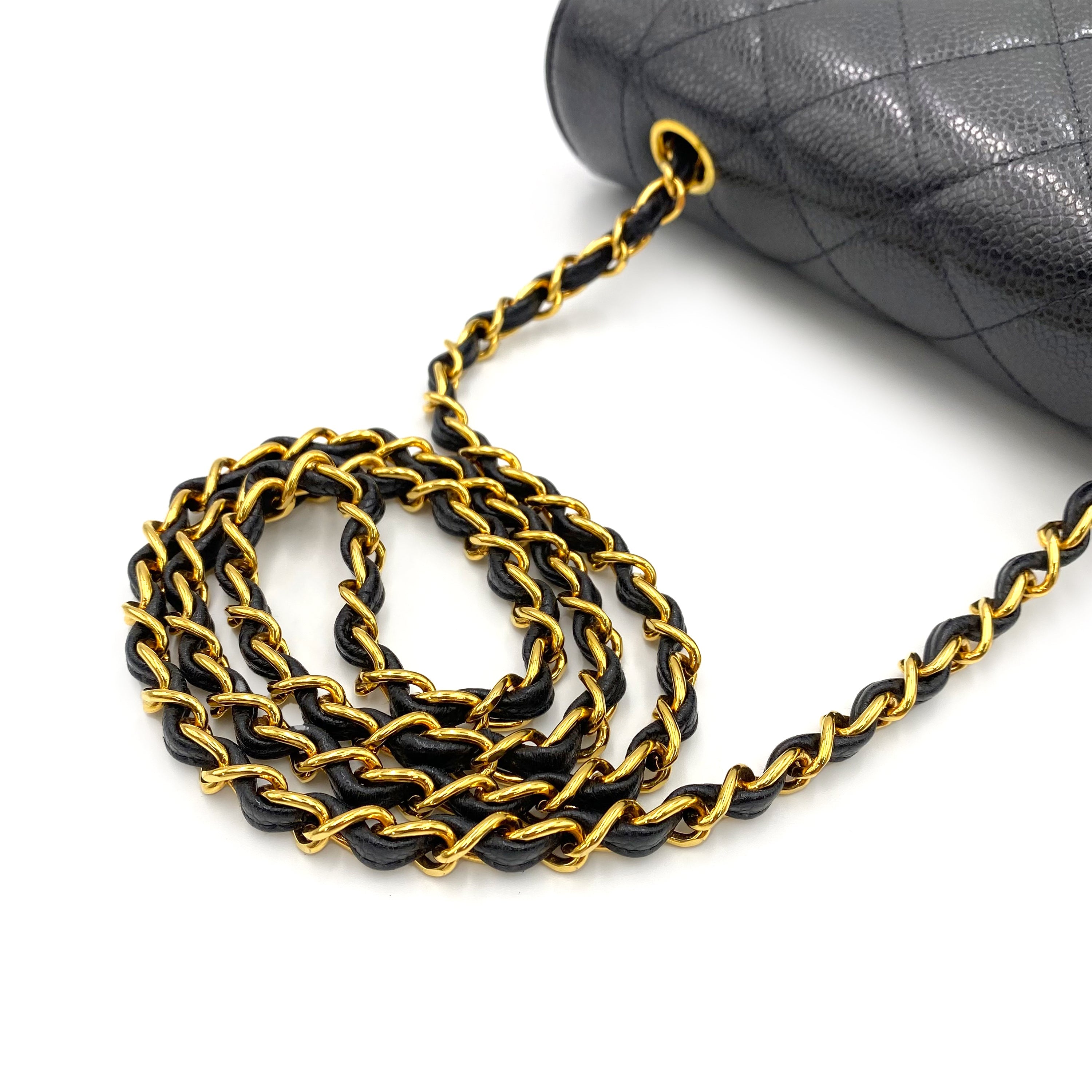 CHANEL VINTAGE DIANA SMALL CHAIN SHOULDER BAG BLACK CAVIAR SKIN 90181759