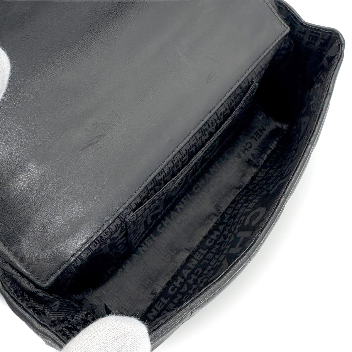 CHANEL VINTAGE MINI CHOCOLATE BAR FLOWER BLACK LAMB SKIN 90197092