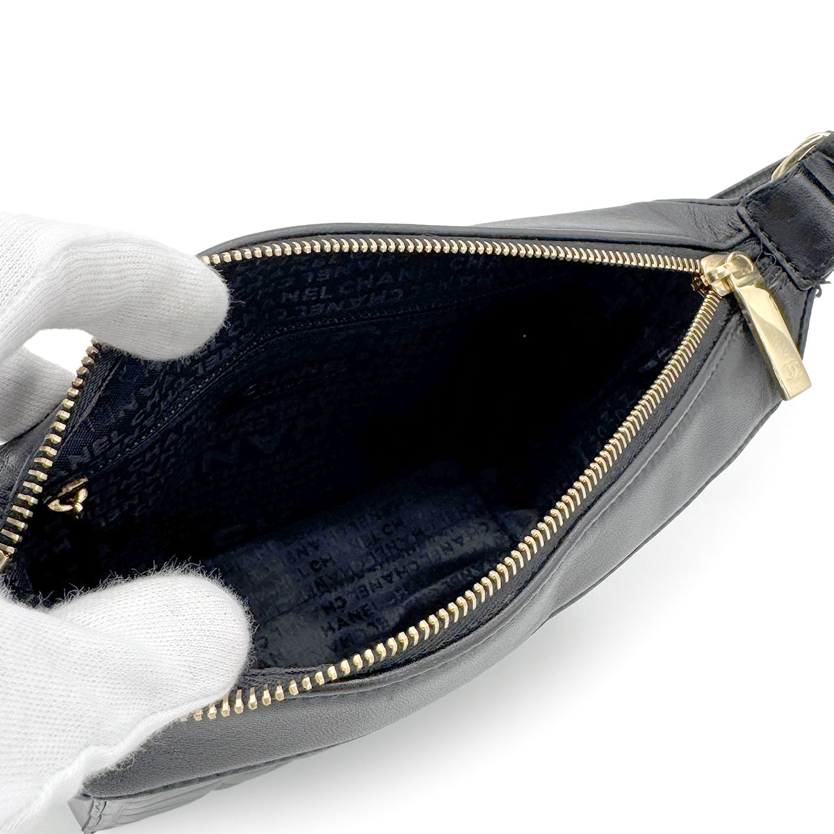 CHANEL VINTAGE CHOCOLATE BAR SHOULDER BAG BLACK LAMB SKIN 90199528