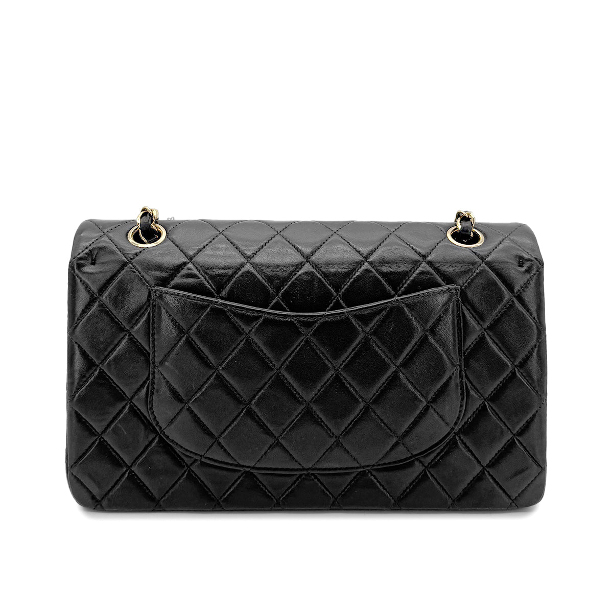 CHANEL VINTAGE CLASSIC FLAP MEDIUM CHAIN SHOULDER BAG BLACK LAMB SKIN 90202080