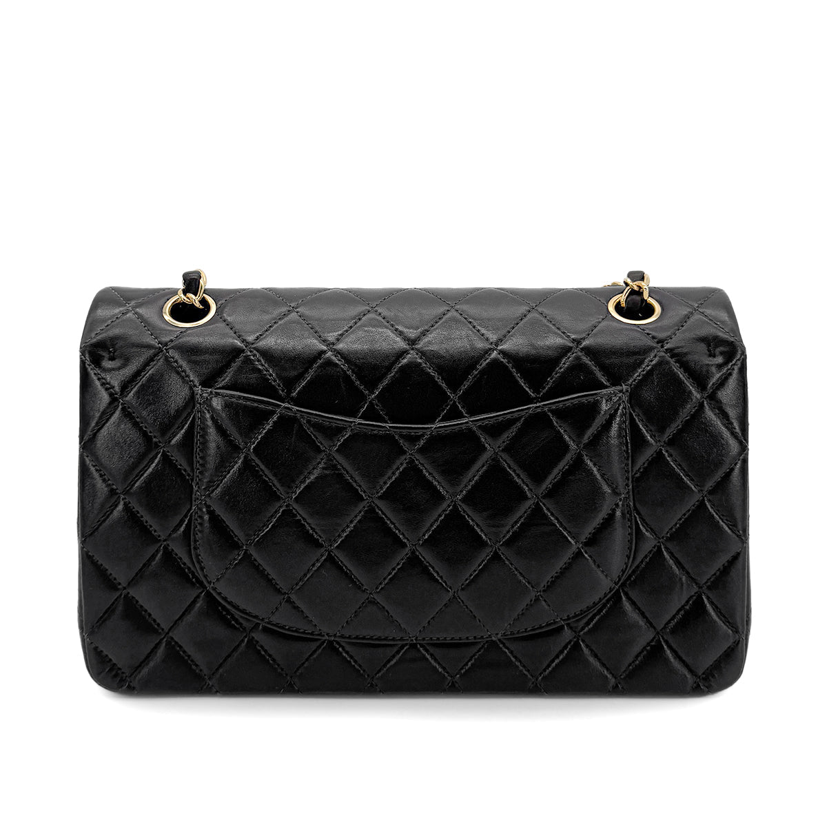 CHANEL VINTAGE CLASSIC FLAP MEDIUM CHAIN SHOULDER BAG BLACK LAMB SKIN 90204386