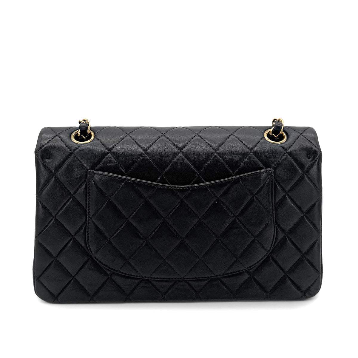 CHANEL VINTAGE CLASSIC FLAP MEDIUM CHAIN SHOULDER BAG BLACK LAMB SKIN 90207743