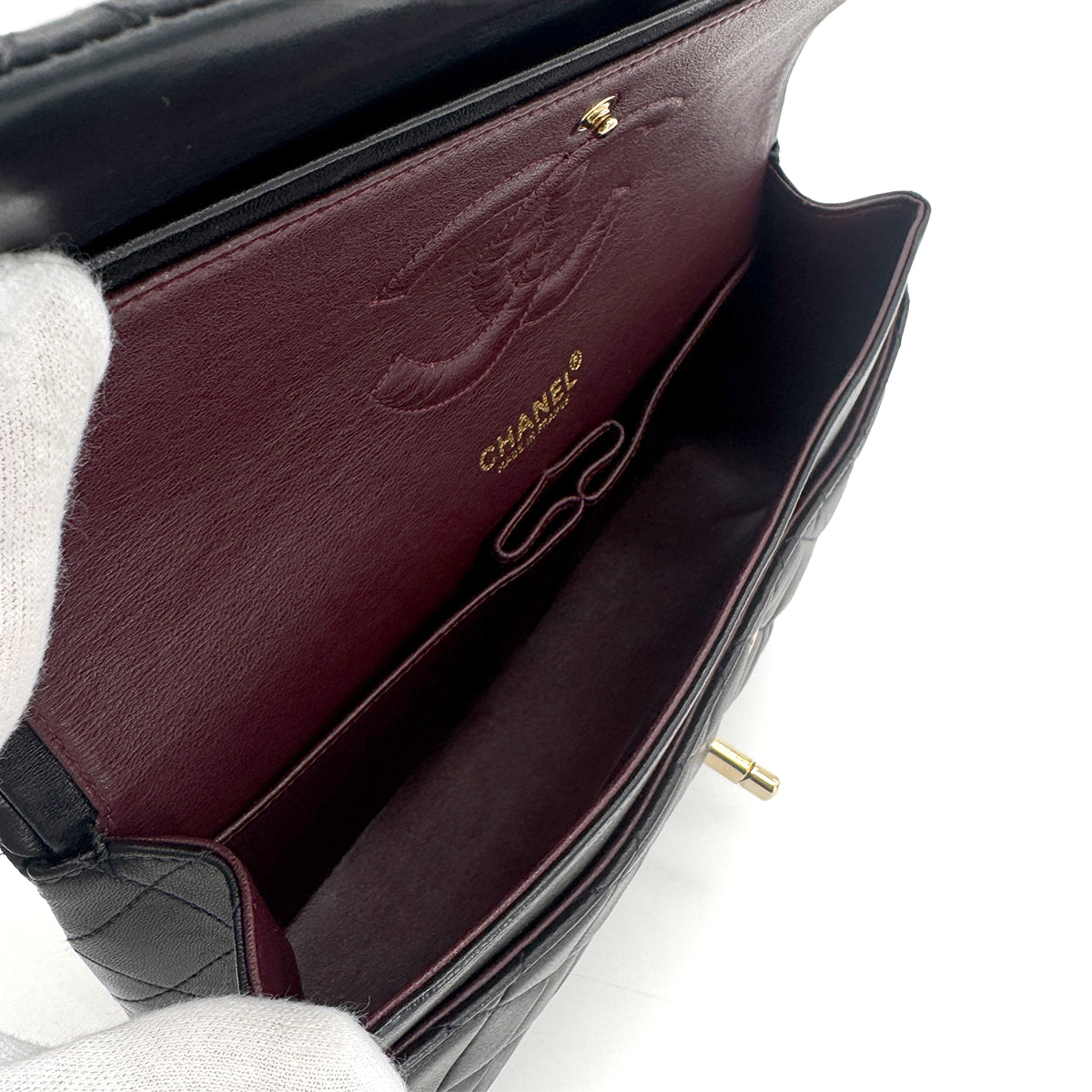 CHANEL VINTAGE CLASSIC FLAP MEDIUM CHAIN SHOULDER BAG BLACK LAMB SKIN 90207743