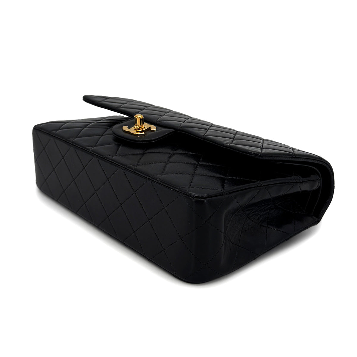 CHANEL VINTAGE CLASSIC FLAP MEDIUM CHAIN SHOULDER BAG BLACK LAMB SKIN 90208126