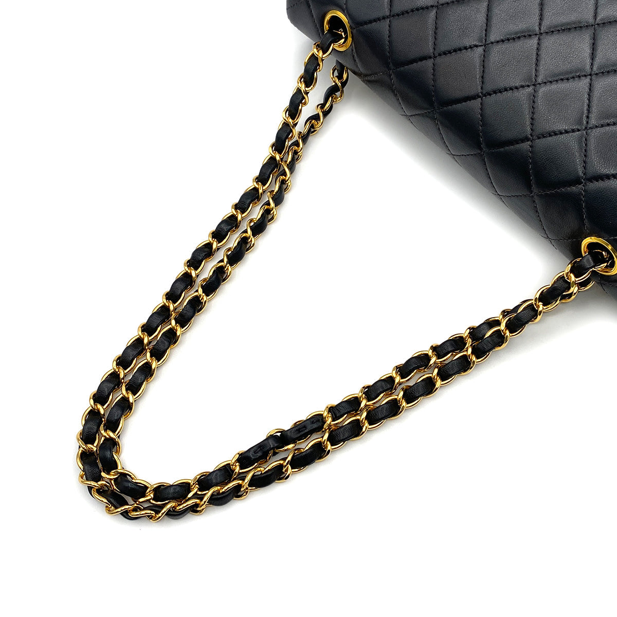 CHANEL VINTAGE CLASSIC FLAP MEDIUM CHAIN SHOULDER BAG BLACK LAMB SKIN 90215287