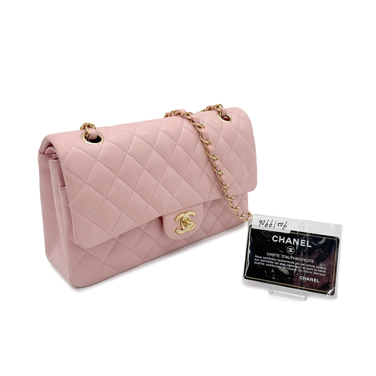 CHANEL VINTAGE CLASSIC FLAP MEDIUM CHAIN SHOULDER BAG PINK LAMB SKIN 90219906