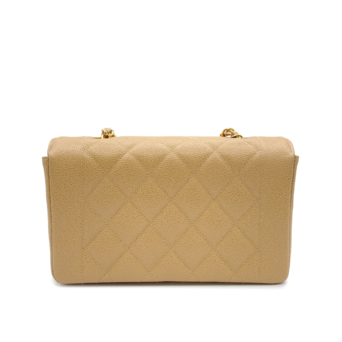 CHANEL VINTAGE DIANA SMALL CHAIN SHOULDER BAG BEIGE CAIVAR SKIN 90223306 - PURPOSE