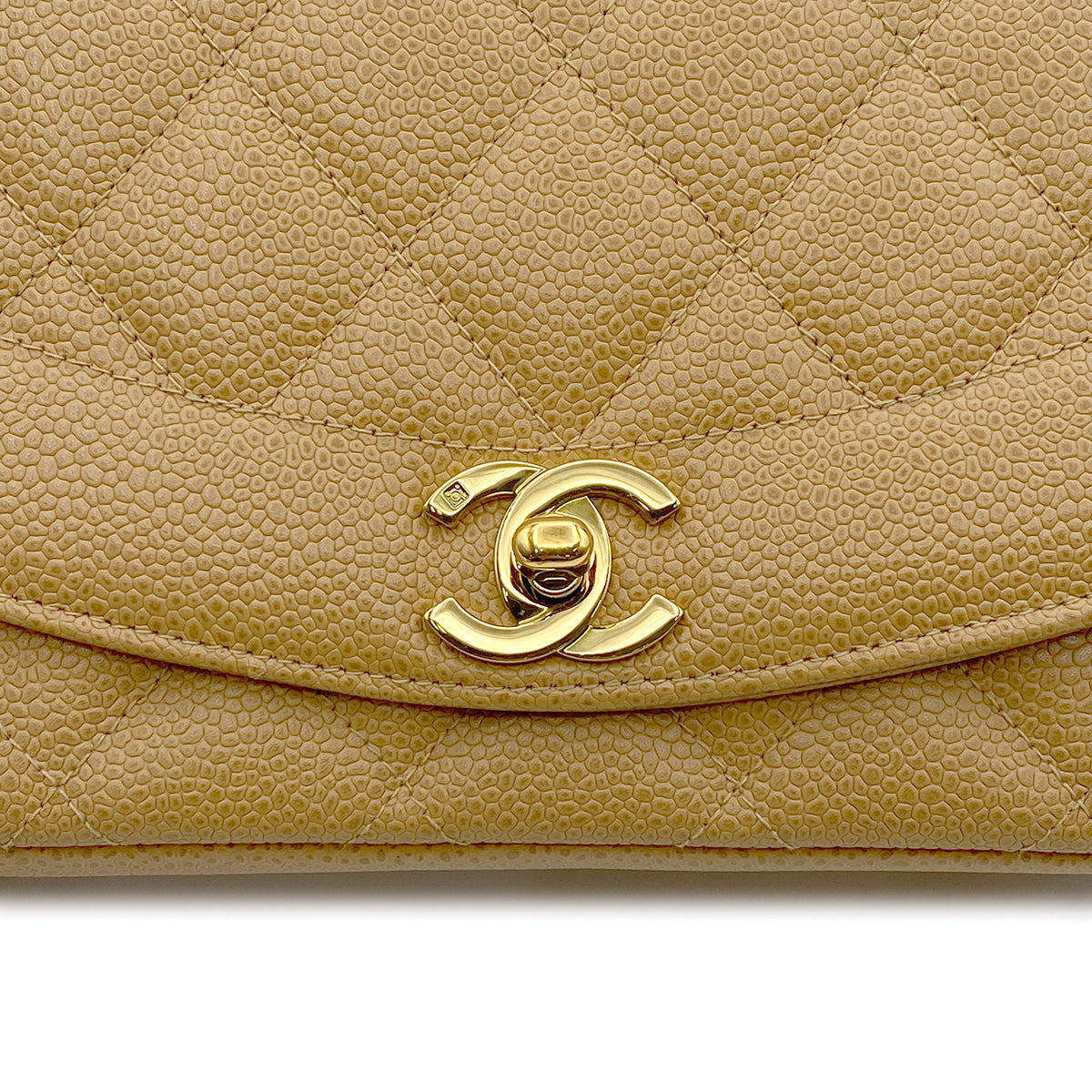 CHANEL VINTAGE DIANA SMALL CHAIN SHOULDER BAG BEIGE CAIVAR SKIN 90223306 - PURPOSE