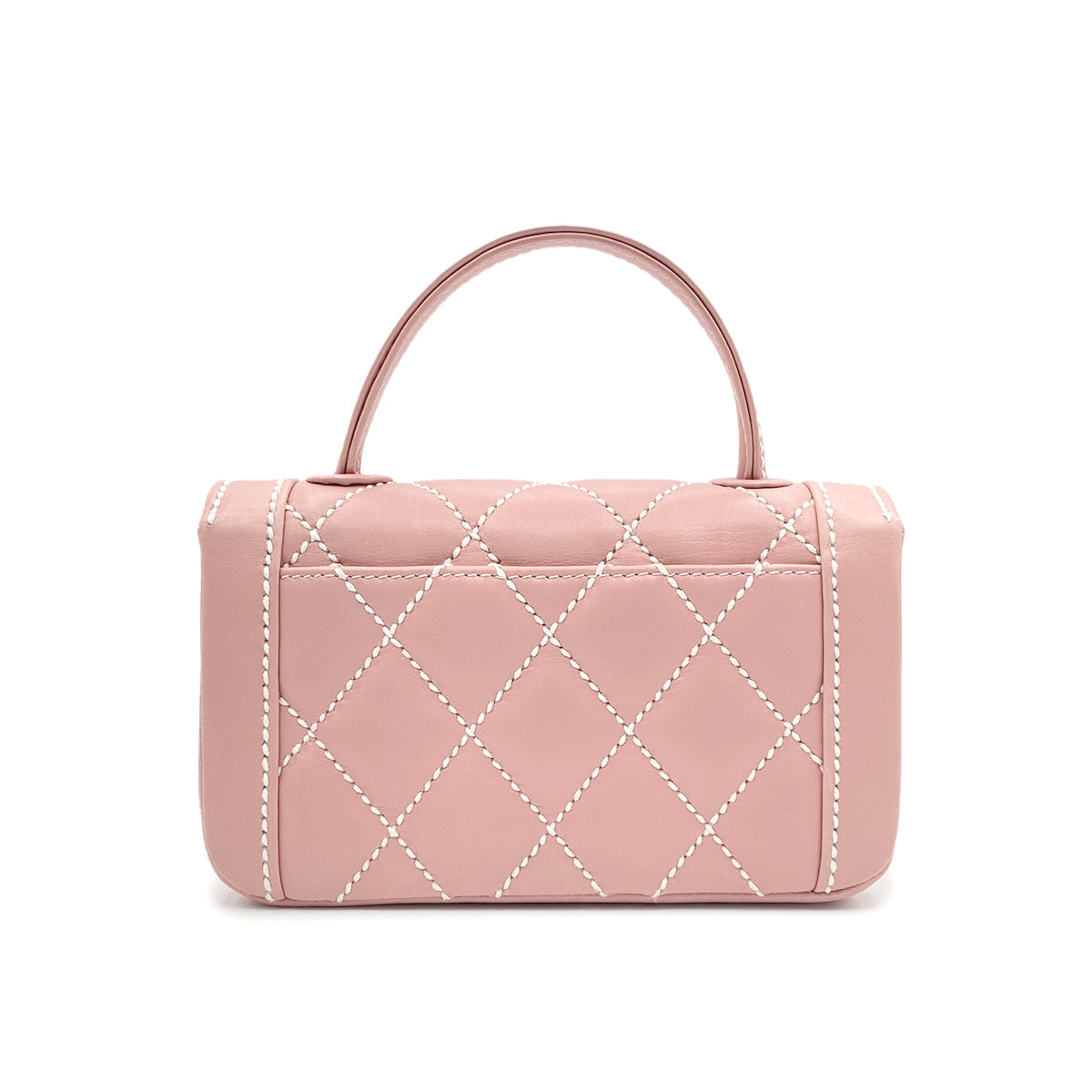CHANEL VINTAGE WILDSTITCH HAND BAG PINK LAMB SKIN 90224533