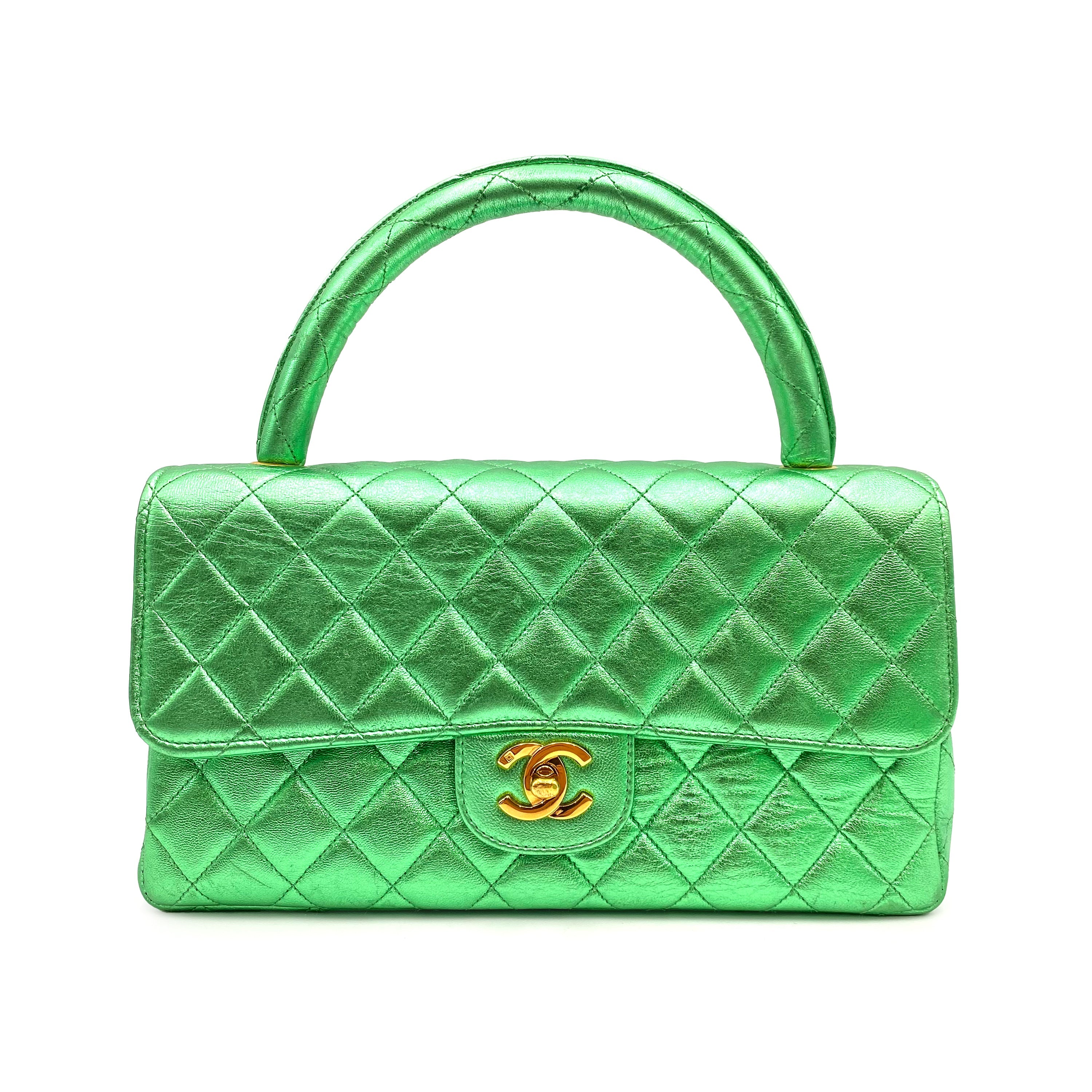 CHANEL VINTAGE PARENT-CHILD BAG METALLIC GREEN LAMB SKIN 90228454 - PURPOSE