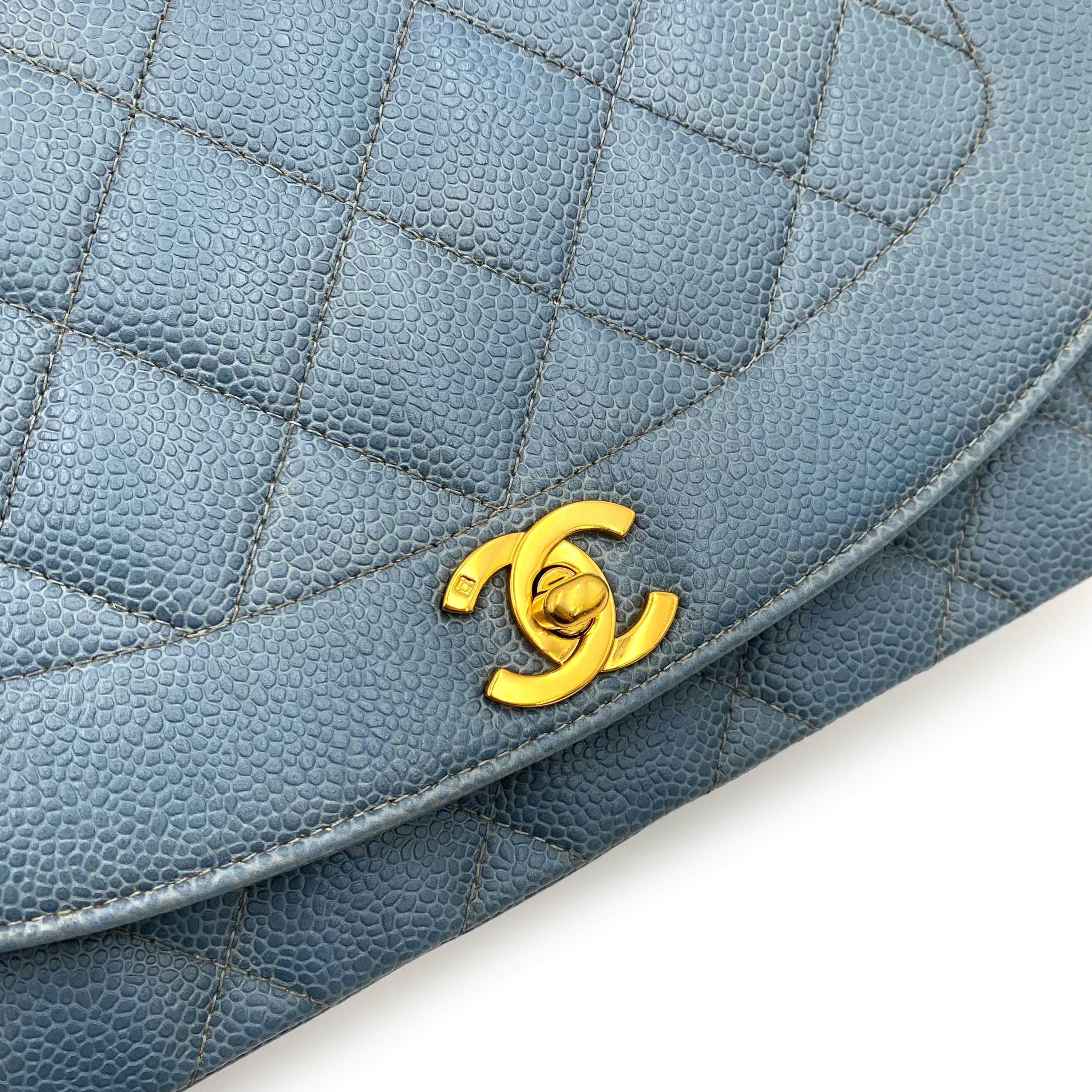CHANEL VINTAGE DIANA MEDIUM CHAIN SHOULDER BAG BLUE CAVIAR SKIN 90229354 - PURPOSE