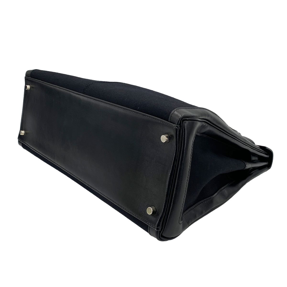 HERMES KELLY LAKIS 40 BLACK BOXCALF TOILE OFFICIER HAND SHOULDER BAG □H 90230404