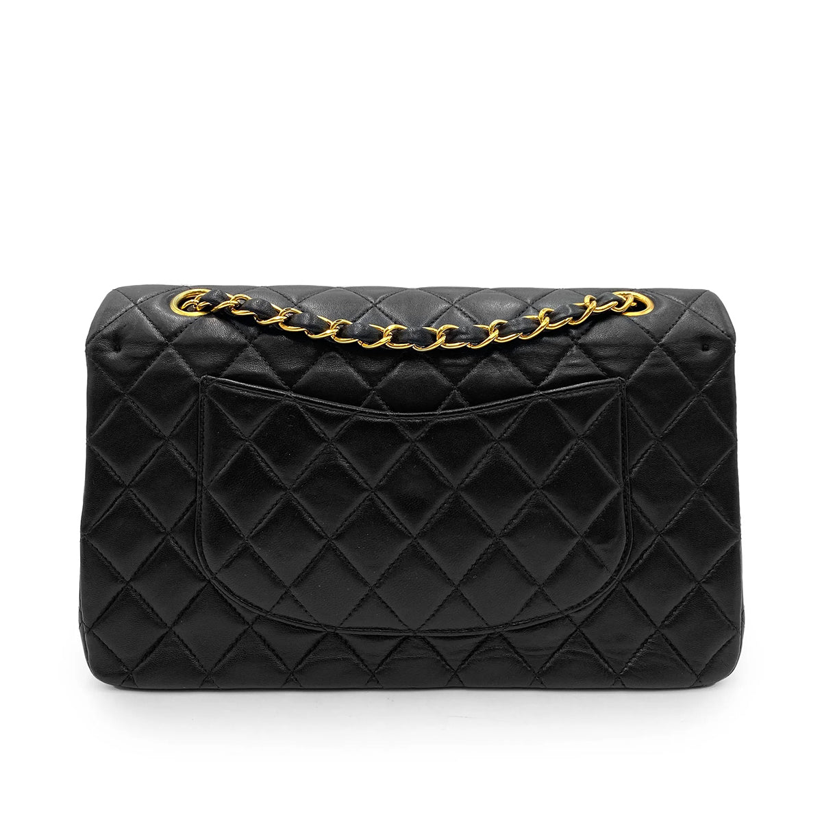 CHANEL VINTAGE CLASSIC FLAP MEDIUM CHAIN SHOULDER BAG BLACK LAMB SKIN 90236750