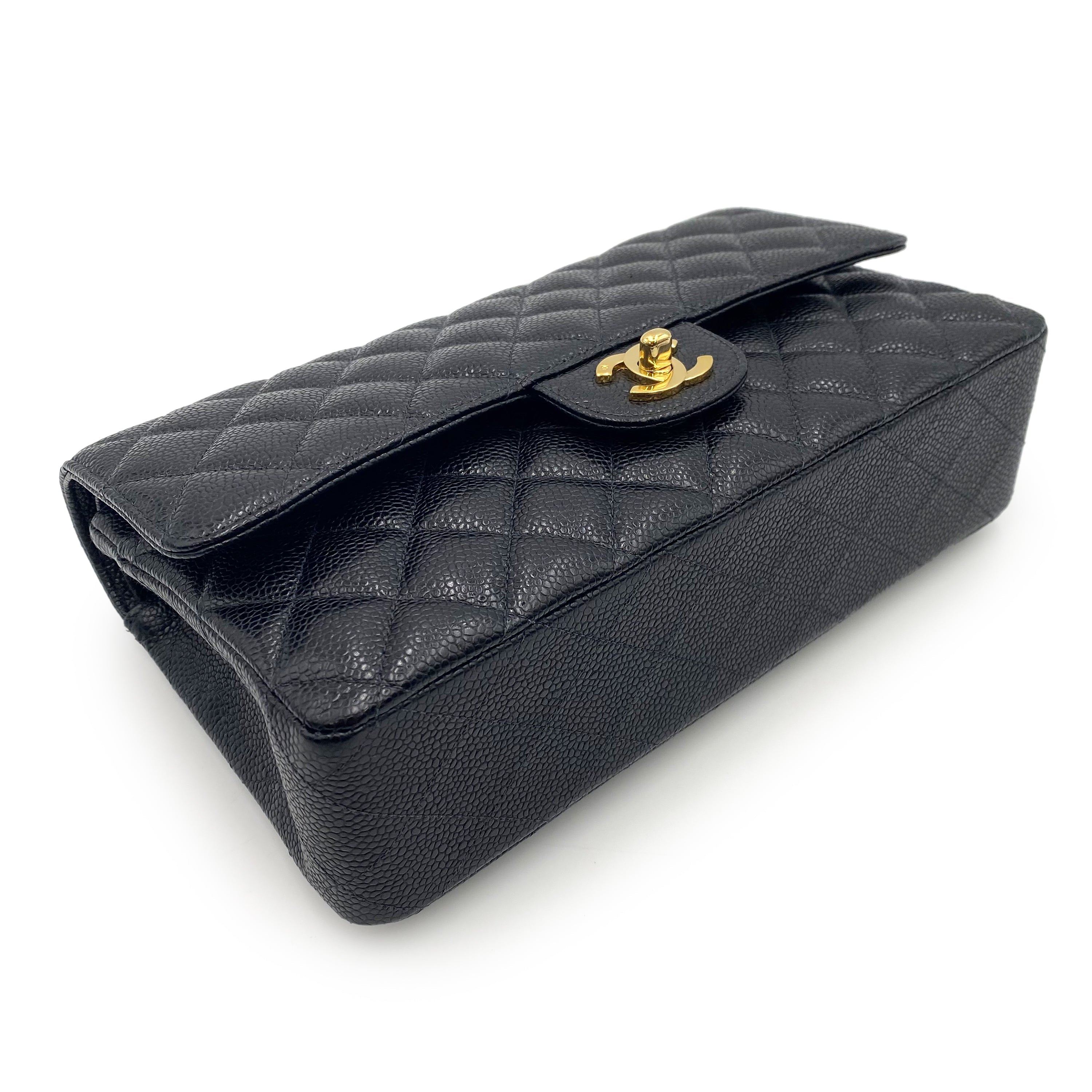 CHANEL CLASSIC FLAP MEDIUM CHAIN SHOULDER BAG BLACK CAVIAR SKIN 90237324