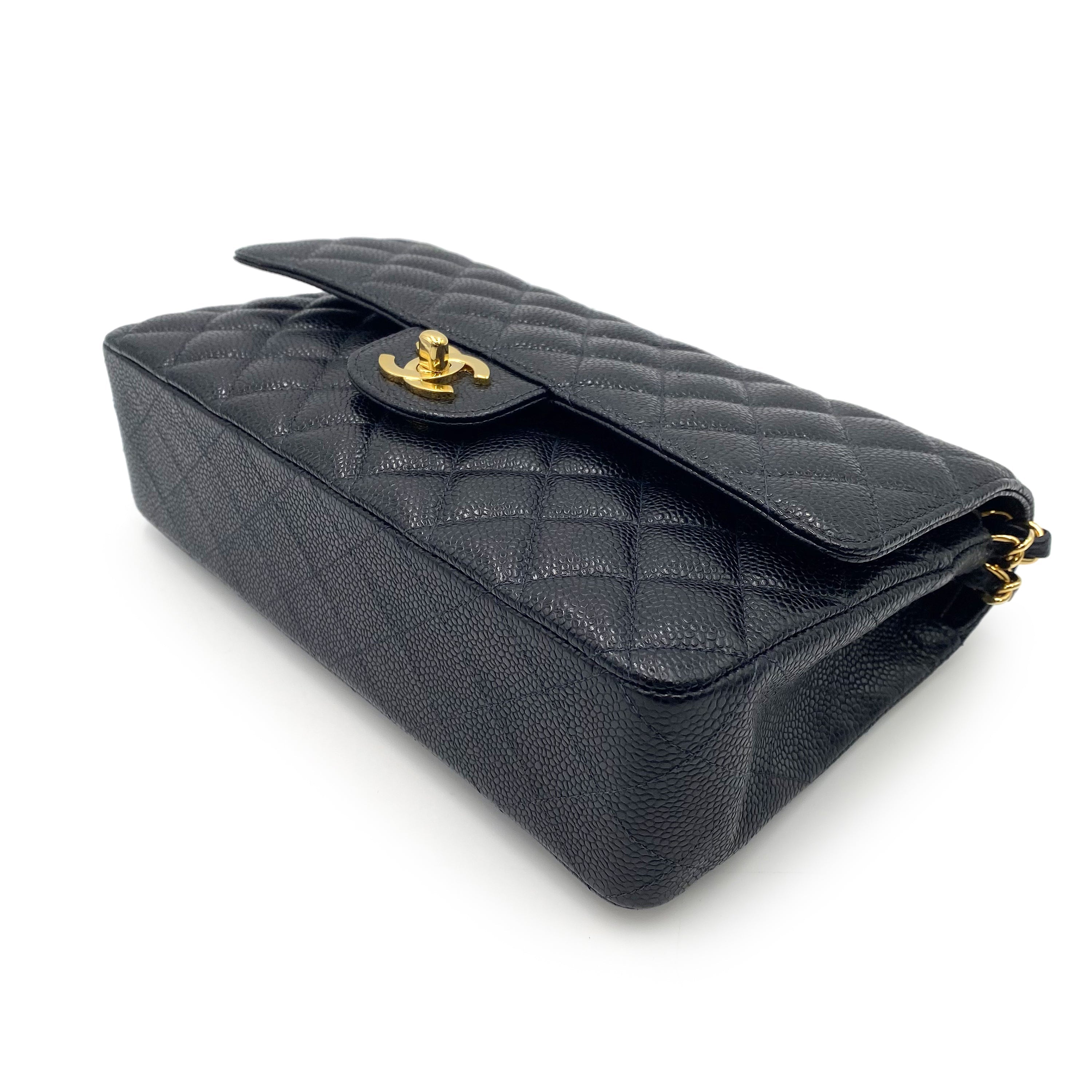 CHANEL CLASSIC FLAP MEDIUM CHAIN SHOULDER BAG BLACK CAVIAR SKIN 90237324
