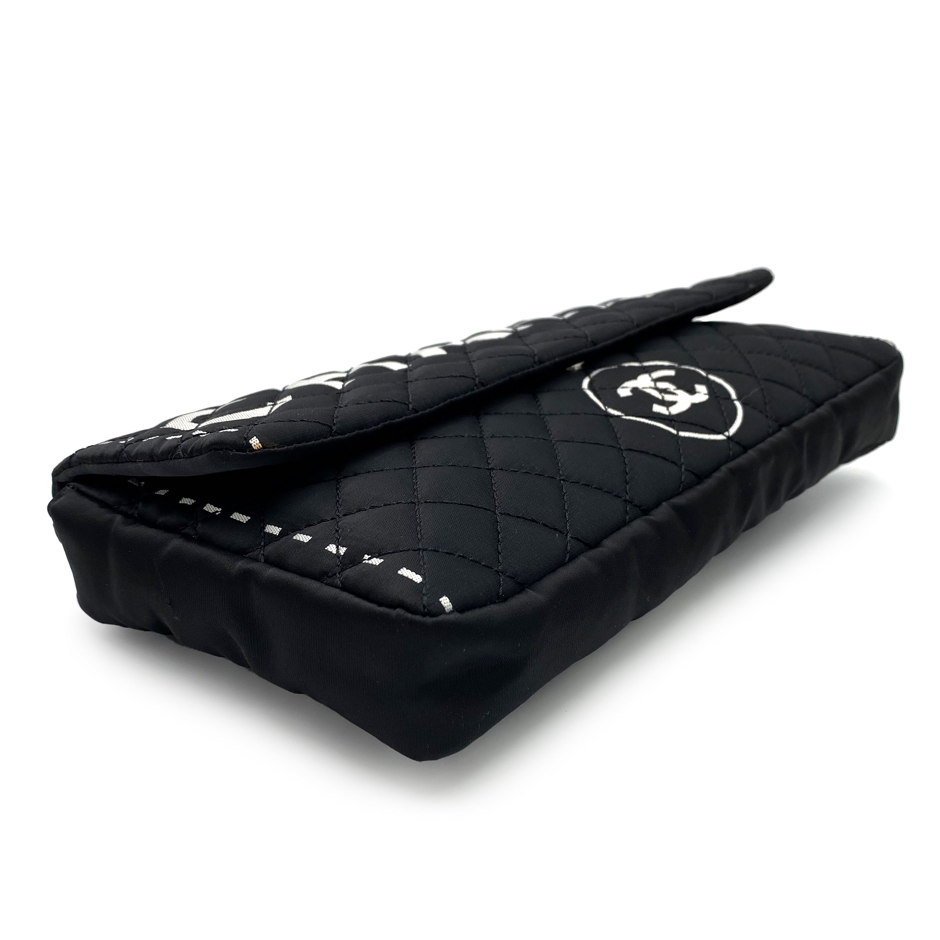 CHANEL VINTAGE CHAIN SHOULDER BAG BLACK SATIN 90239118