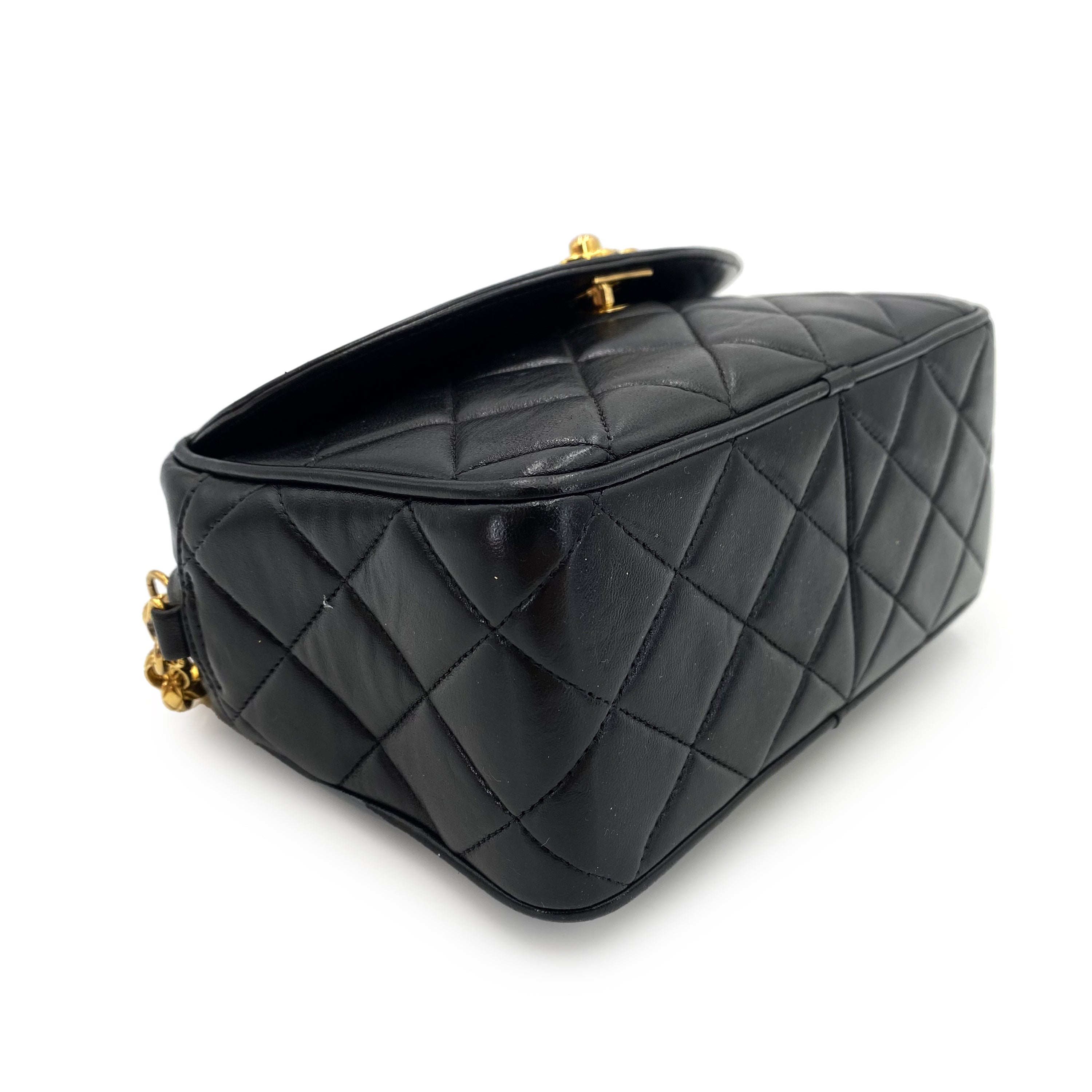 CHANEL VINTAGE MATELASSE FRINGE BIJOU CHAIN SHOULDER BAG BLACK LAMB SKIN 90239307