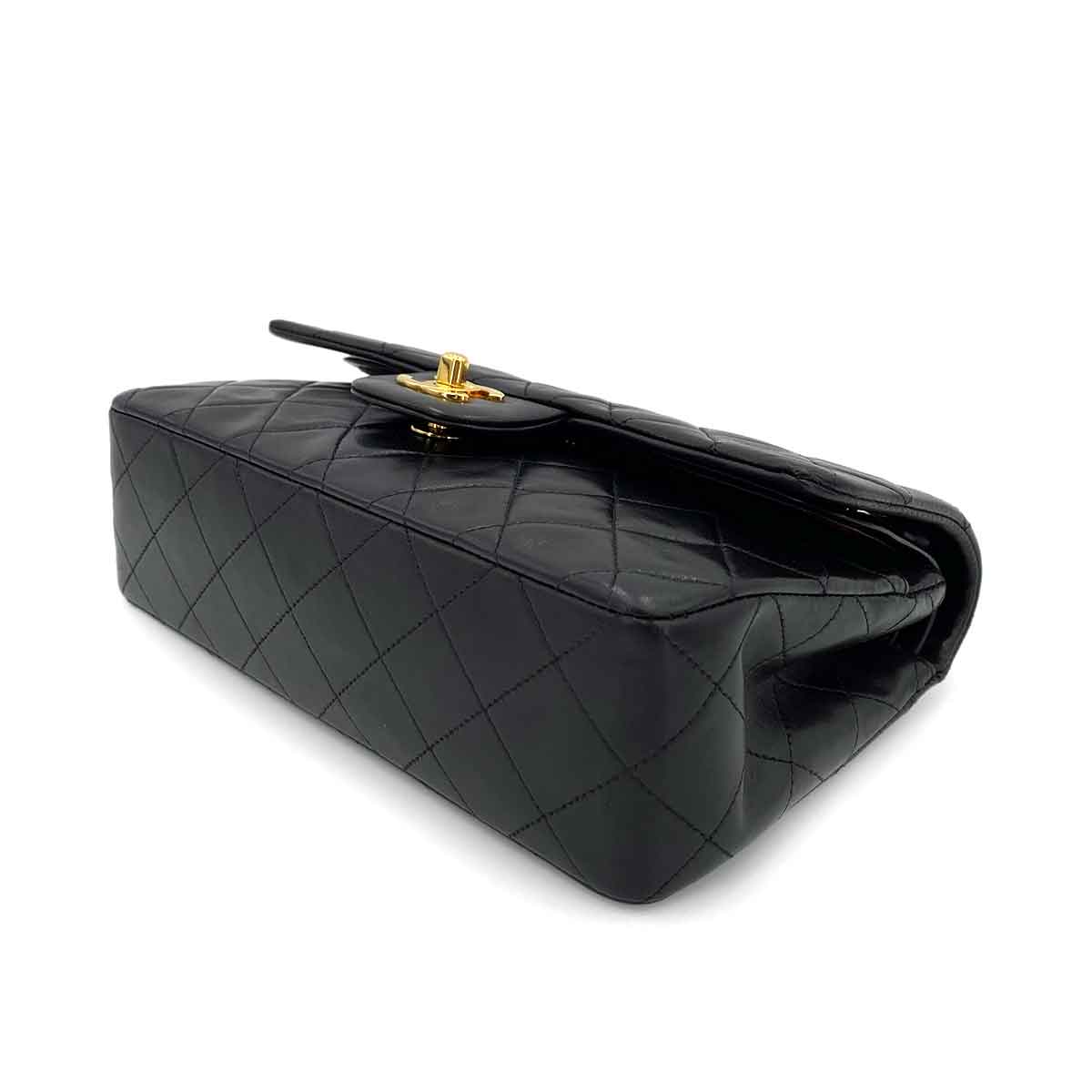 CHANEL VINTAGE CLASSIC FLAP SMALL CHAIN SHOULDER BAG BLACK LAMB SKIN 90241705