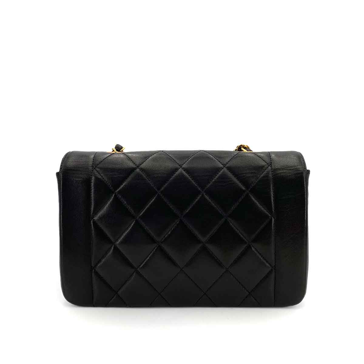 CHANEL VINTAGE DIANA SMALL CHAIN SHOULDER BAG BLACK LAMB SKIN 90241781