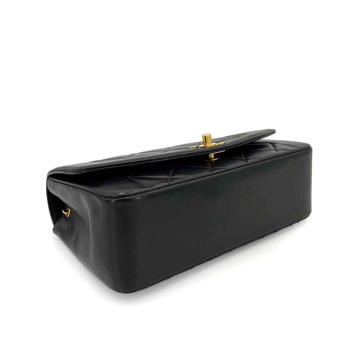 CHANEL VINTAGE DIANA SMALL CHAIN SHOULDER BAG BLACK LAMB SKIN 90241781