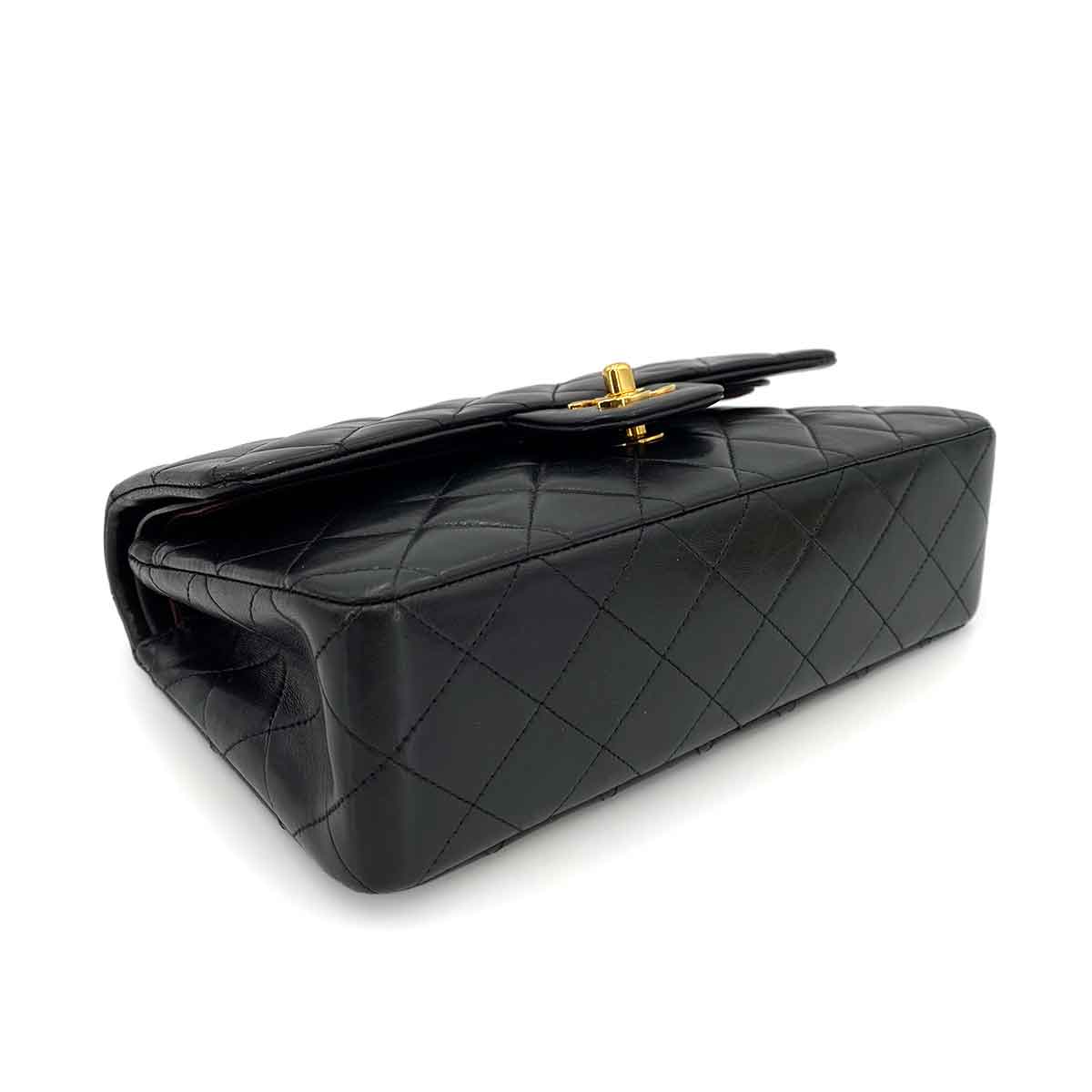 CHANEL VINTAGE CLASSIC FLAP SMALL CHAIN SHOULDER BAG BLACK LAMB SKIN 90242899