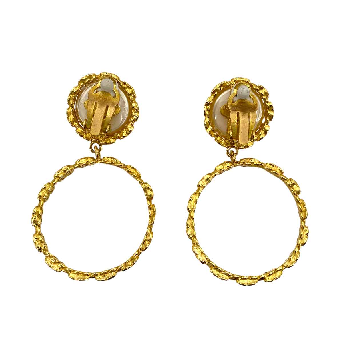 CHANEL VINTAGE EARRINGS FAKE PEARL HOOP ACCESSORY 2 8 90242980