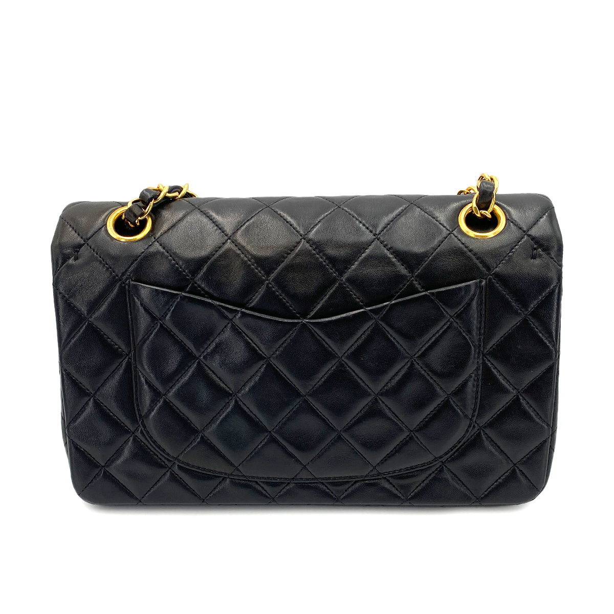 CHANEL VINTAGE CLASSIC FLAP SMALL CHAIN SHOULDER BAG BLACK LAMB SKIN 90241699