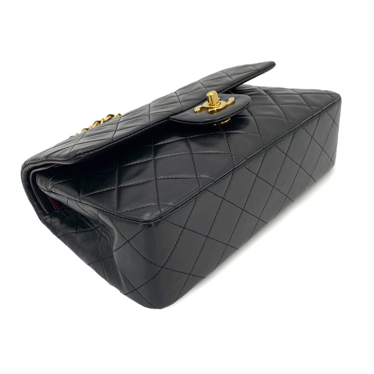 CHANEL VINTAGE CLASSIC FLAP SMALL CHAIN SHOULDER BAG BLACK LAMB SKIN 90241699