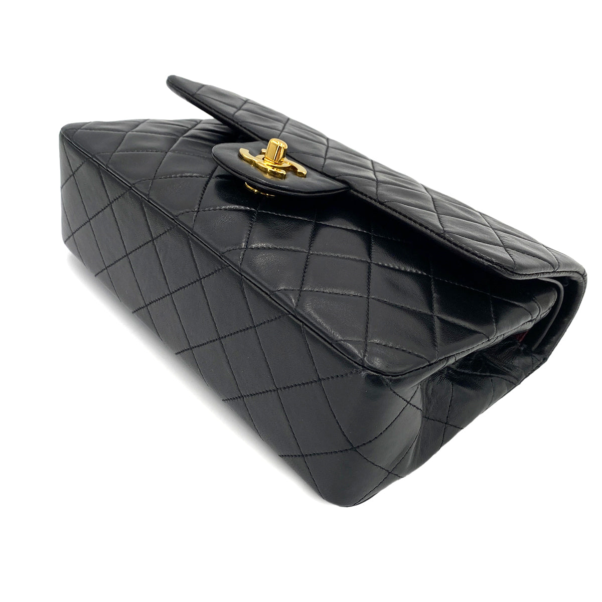 CHANEL VINTAGE CLASSIC FLAP SMALL CHAIN SHOULDER BAG BLACK LAMB SKIN 90241699