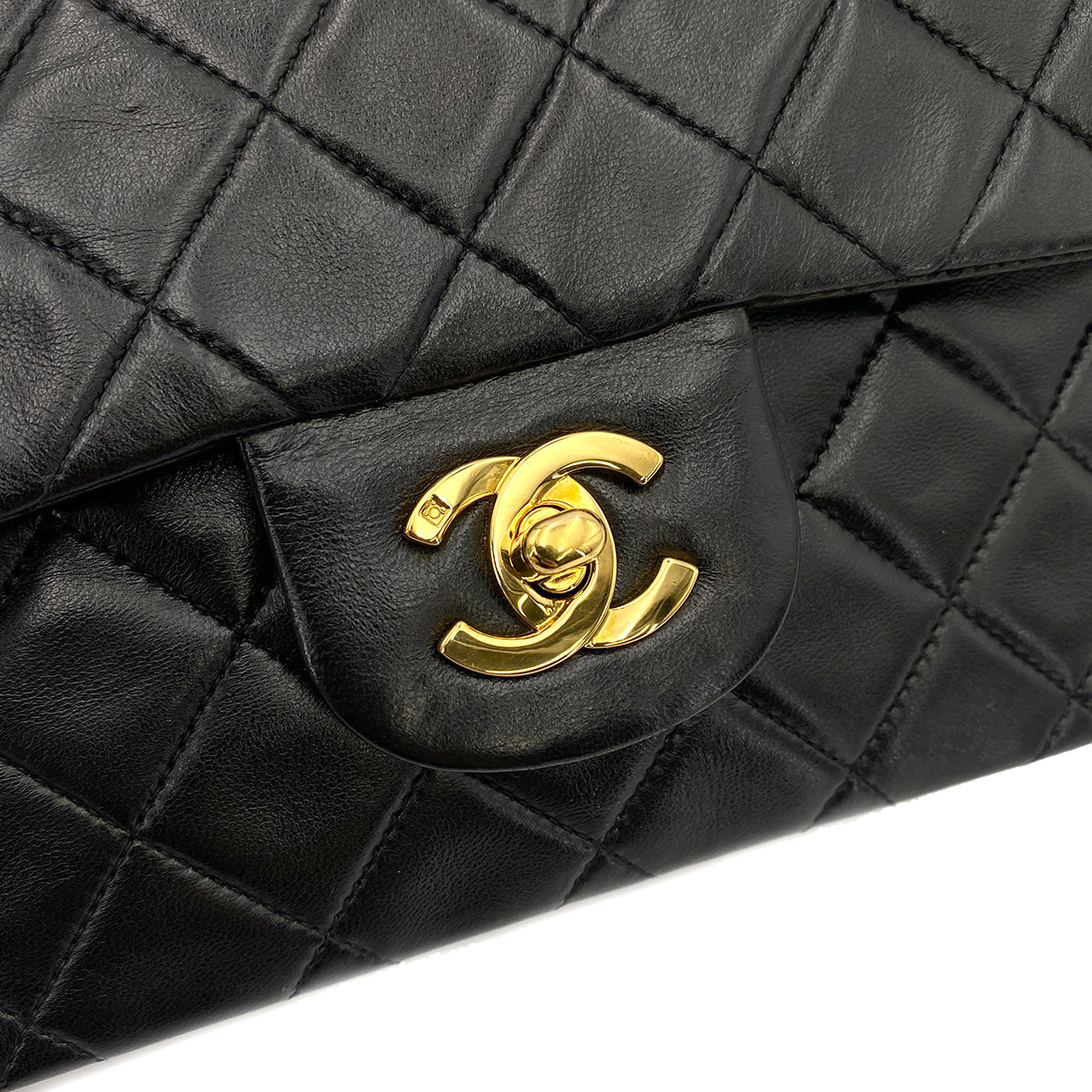 CHANEL VINTAGE CLASSIC FLAP SMALL CHAIN SHOULDER BAG BLACK LAMB SKIN 90241699