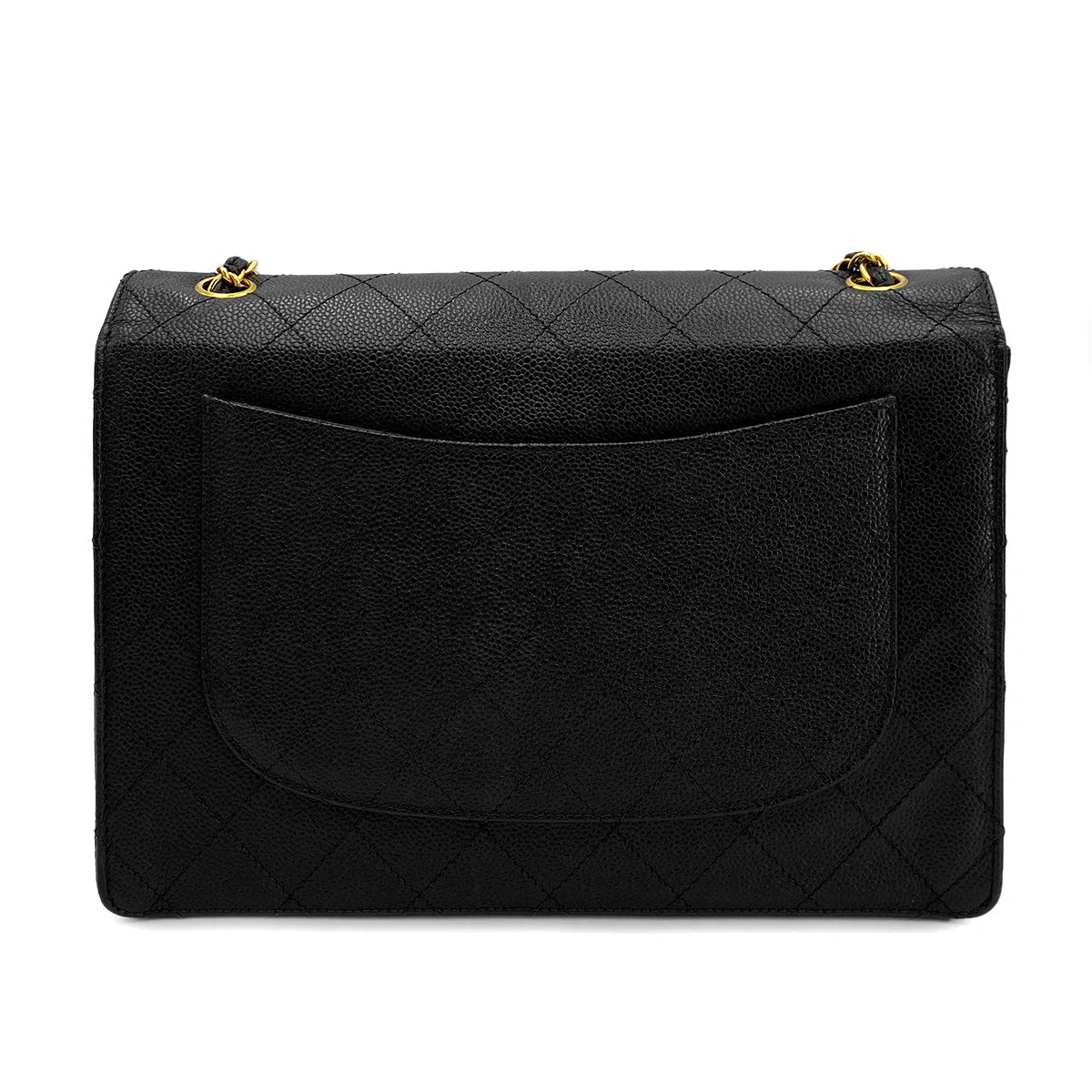 CHANEL VINTAGE CHAIN SHOULDER BAG BLACK CAVIAR SKIN 90245032