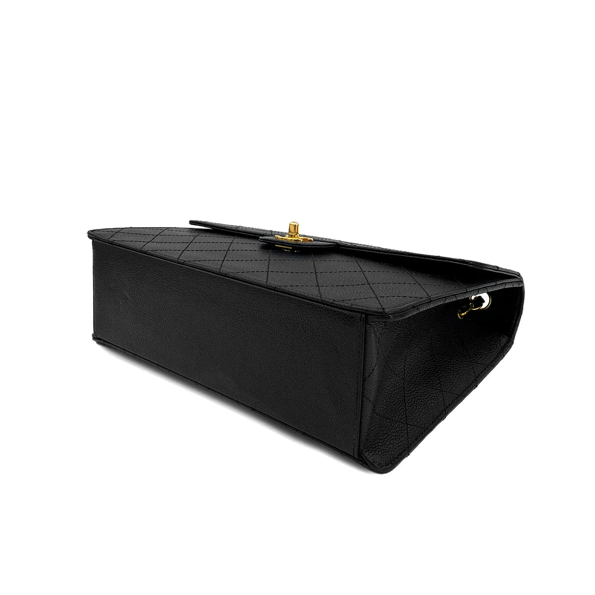 CHANEL VINTAGE CHAIN SHOULDER BAG BLACK CAVIAR SKIN 90245032