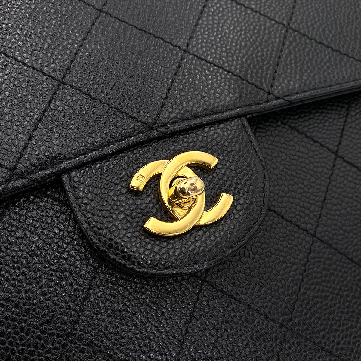 CHANEL VINTAGE CHAIN SHOULDER BAG BLACK CAVIAR SKIN 90245032