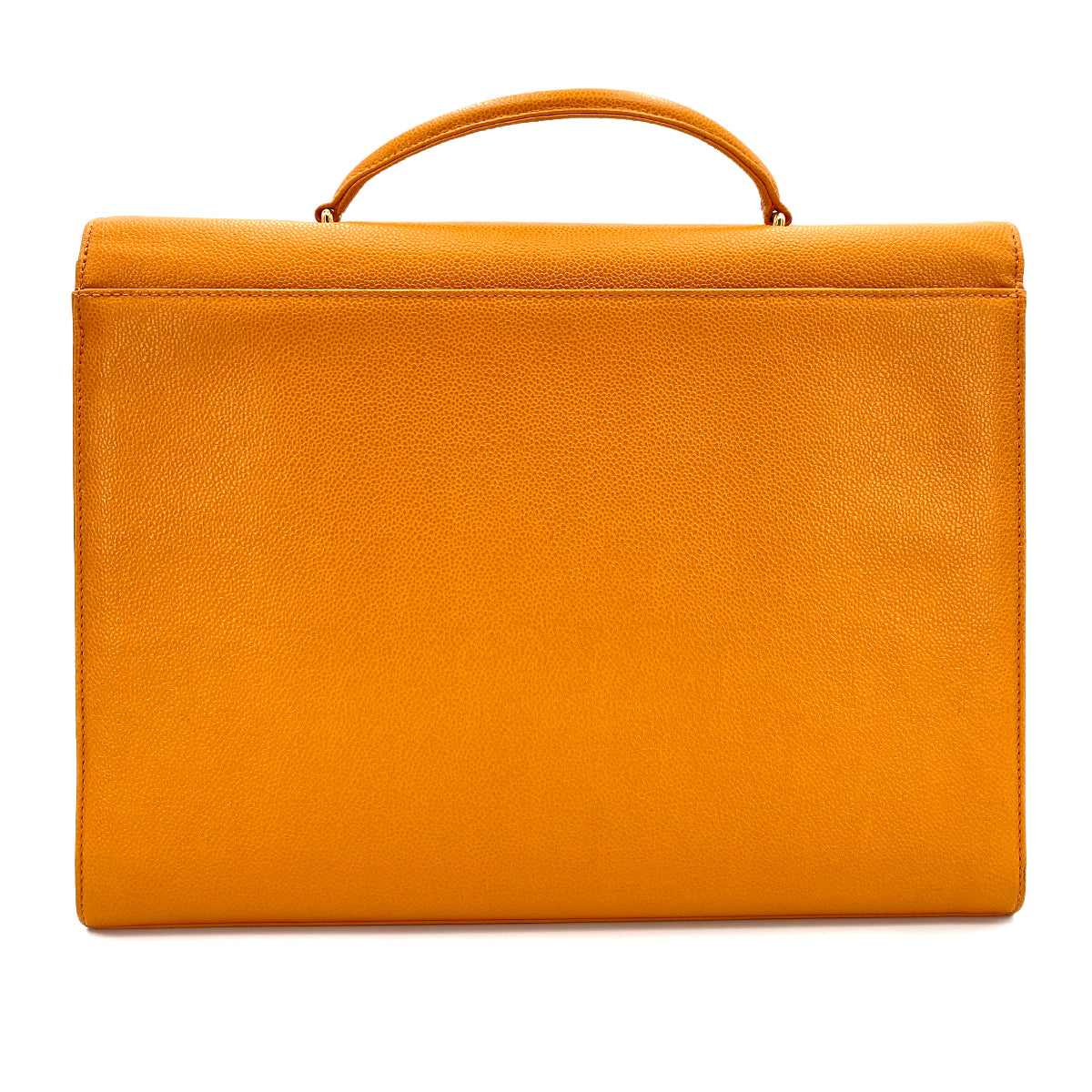 CHANEL VINTAGE BIG COCO BRIEF HAND BAG ORANGE CAVIAR SKIN 90245037